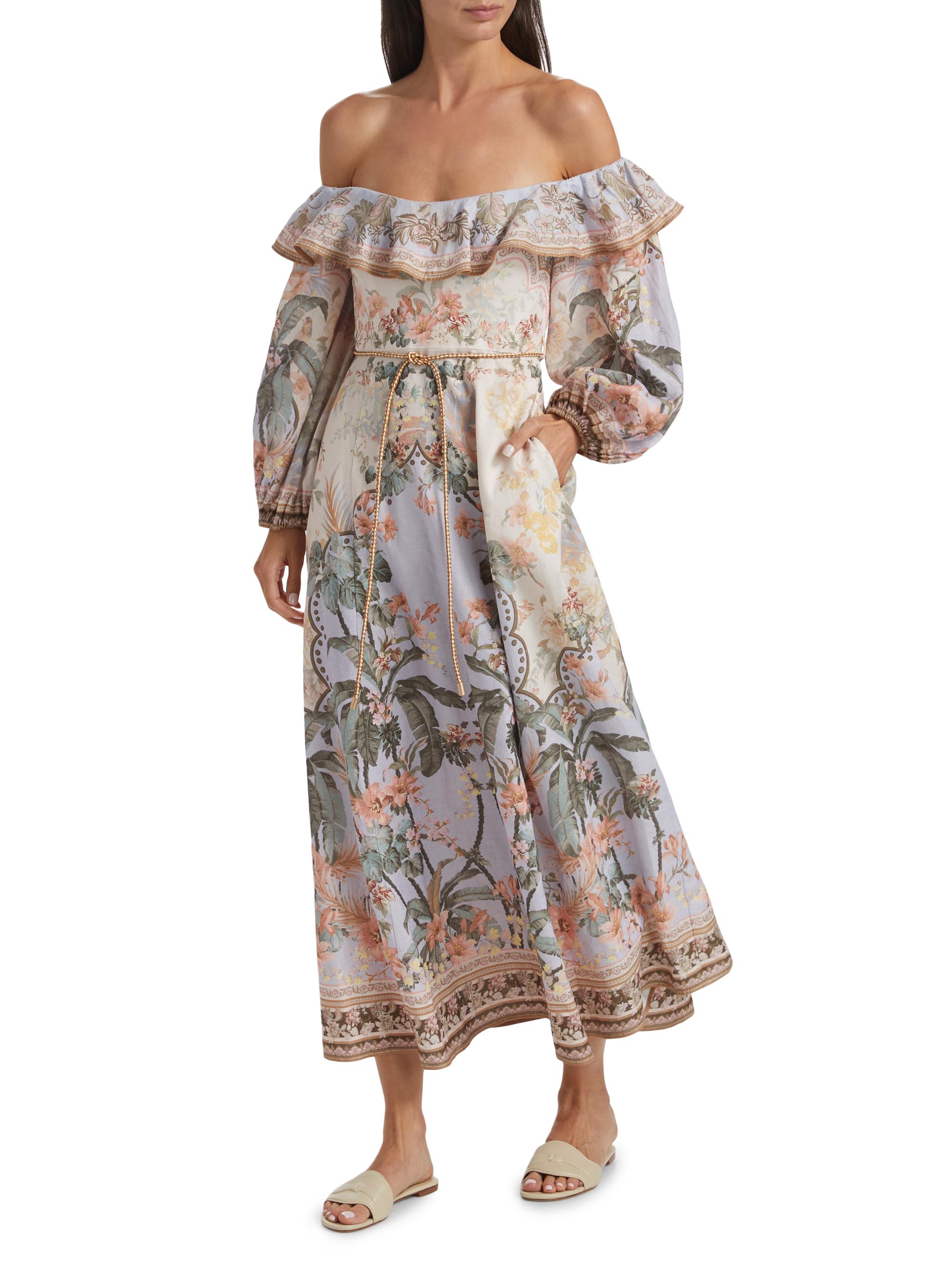 Zimmermann Wylie Off-The-Shoulder Midi-Dress | Saks Fifth Avenue