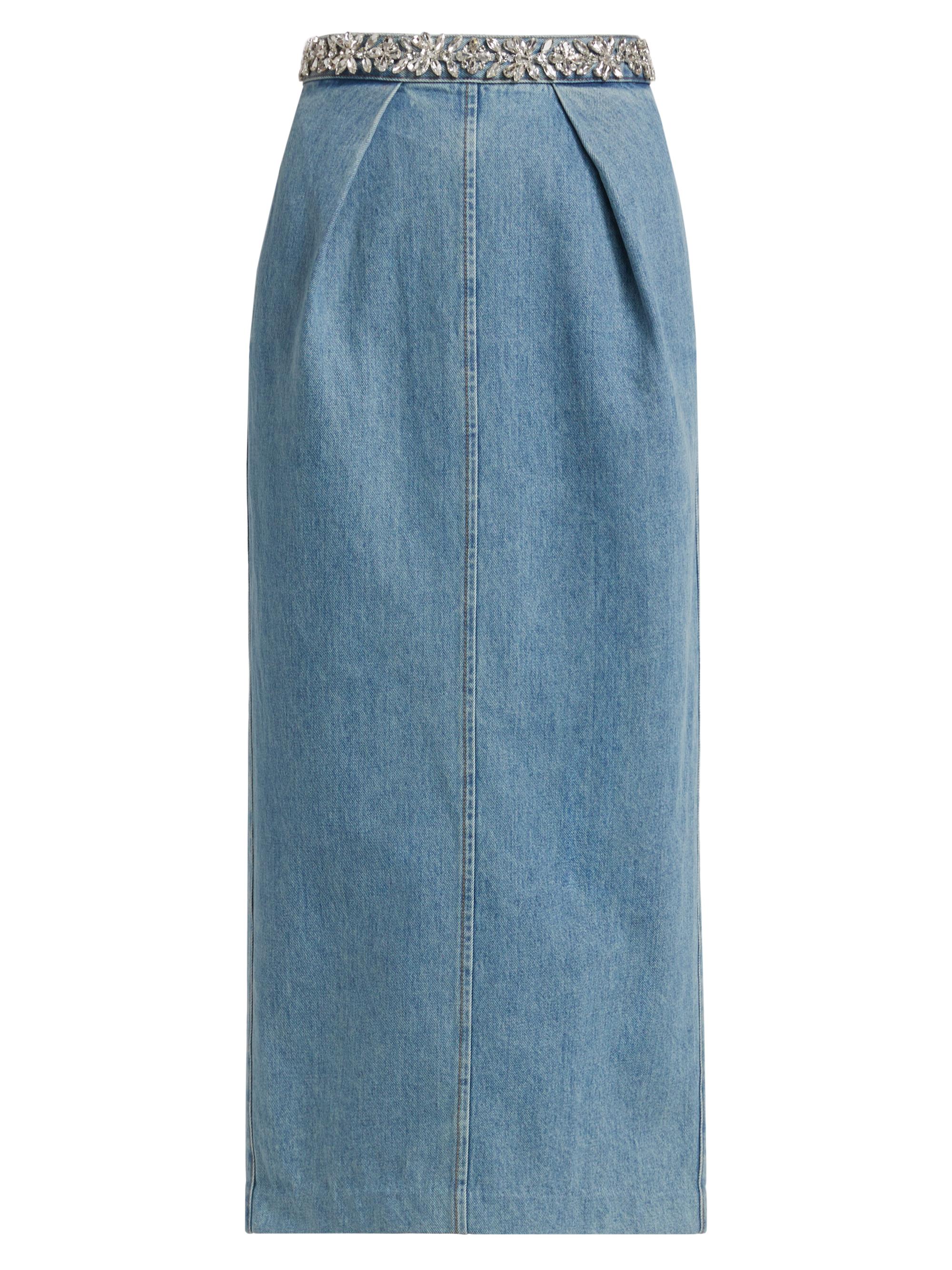 Zimmermann Women's Crush Embellished Denim Skirt - Blue Moon