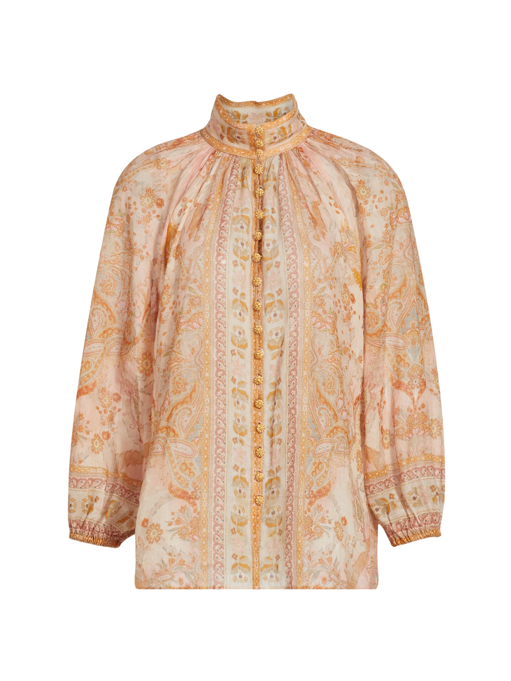 Zimmermann Women's Acacia Paisley Billow Blouse - Cream Pink Multi