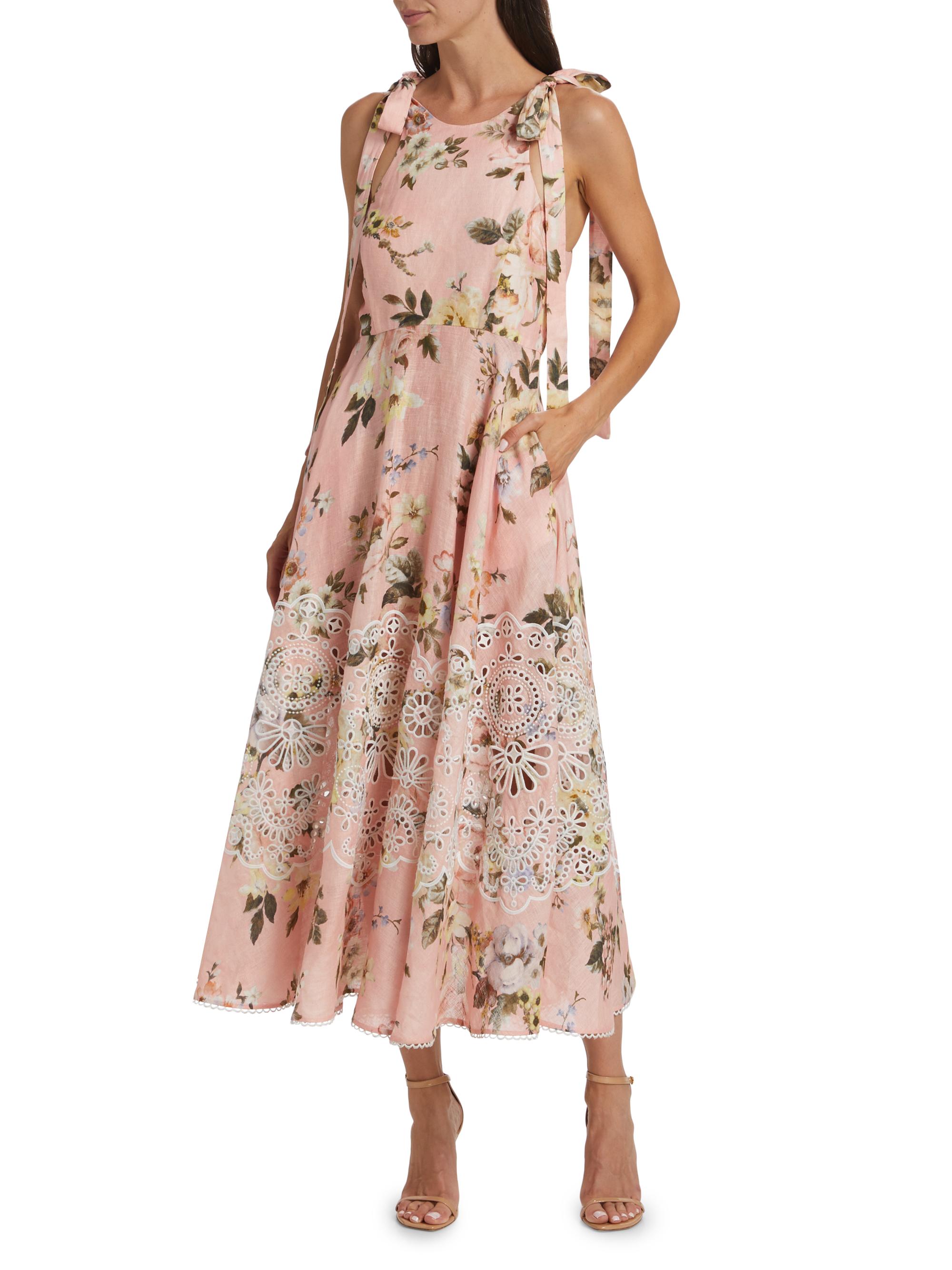 Zimmermann Acacia Floral Broderie Midi-Dress | Saks Fifth Avenue