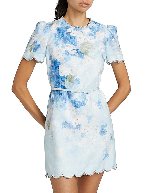 Shop Zimmermann Crush Floral Scalloped Shift Dress | Saks Shop Zimmermann Crush Floral Scalloped Shift Dress | Saks