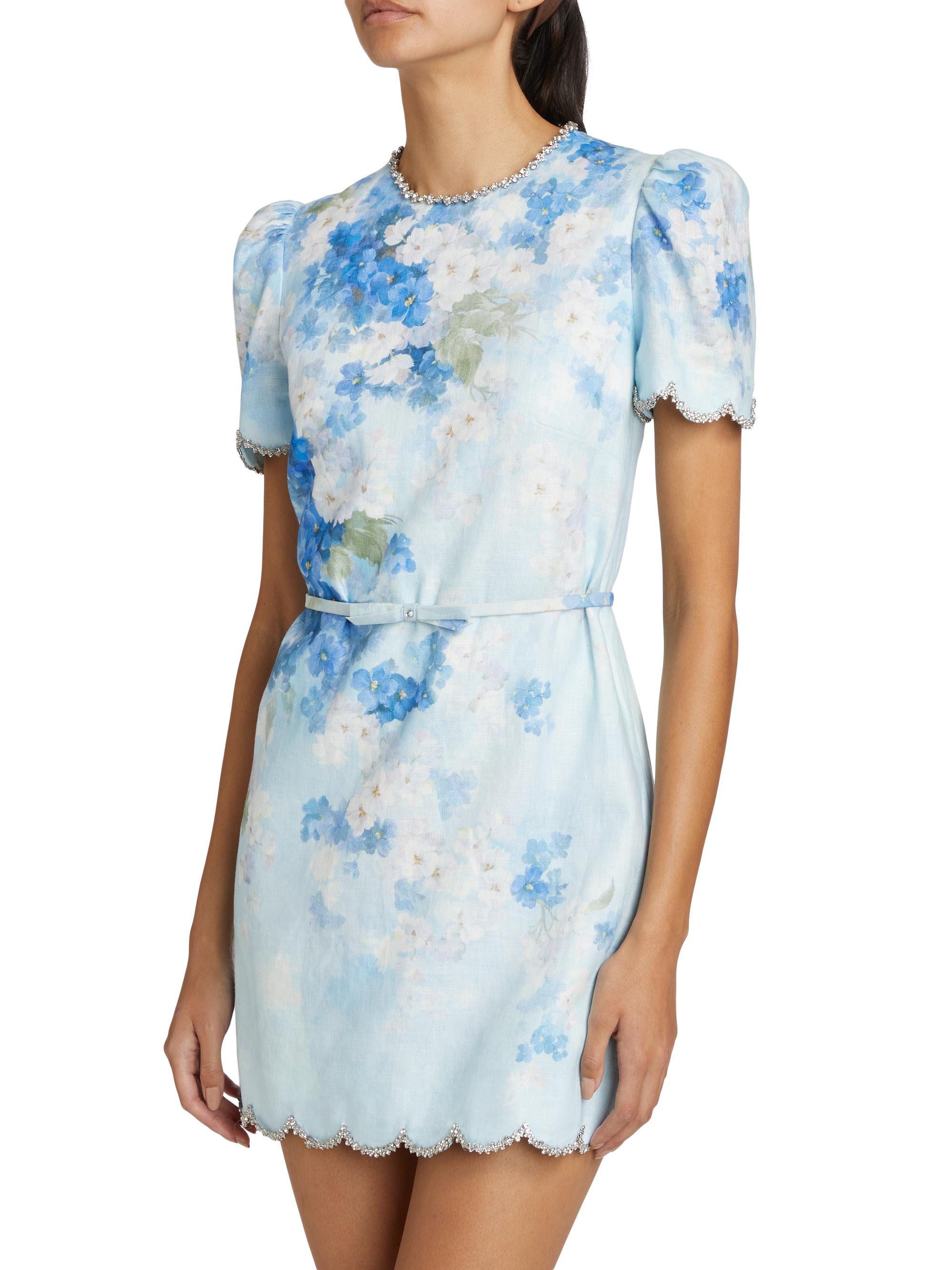 Zimmermann Crush Floral Scalloped Shift Dress | Saks Fifth Avenue