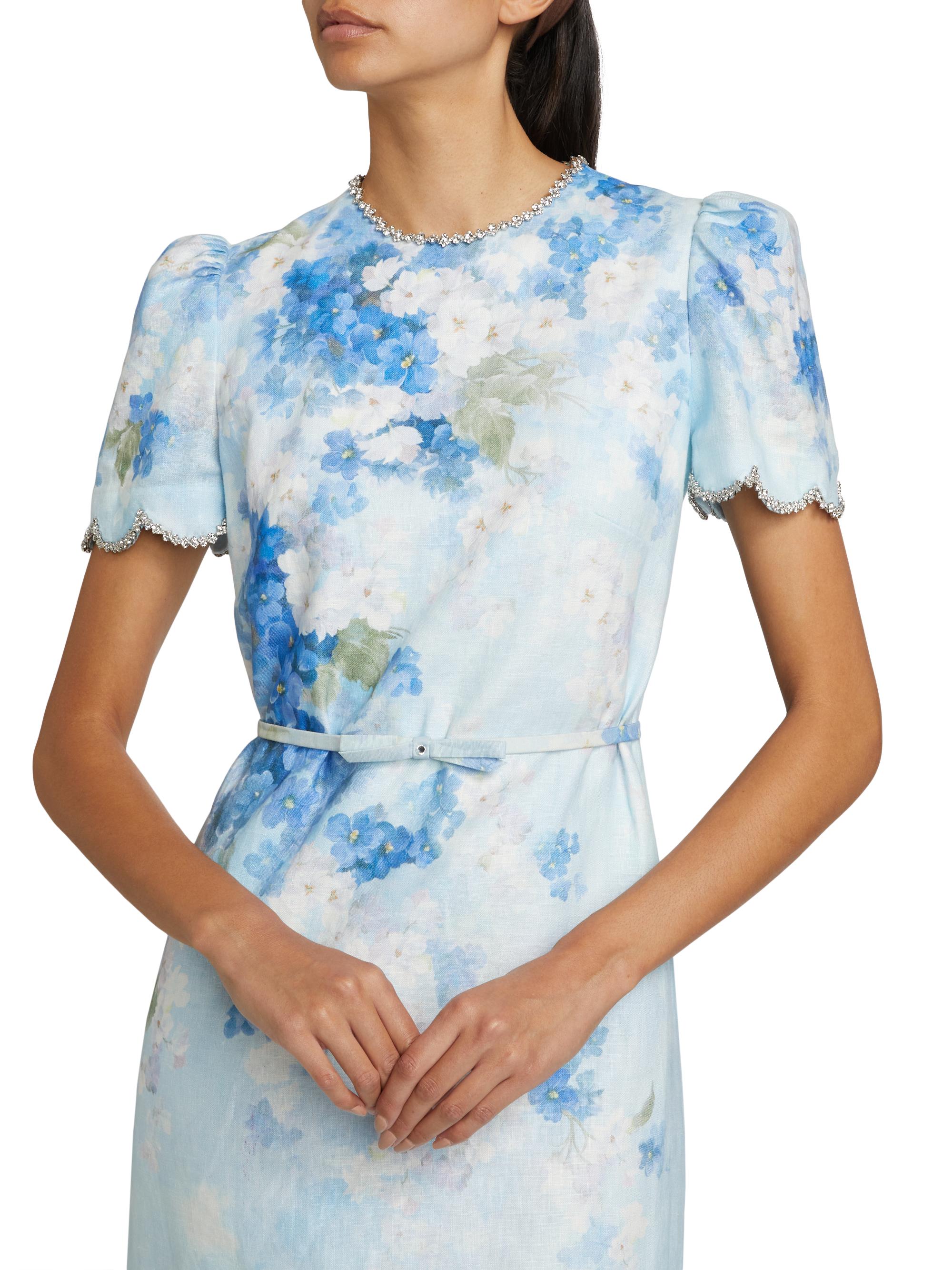 Zimmermann Crush Floral Scalloped Shift Dress | Saks Fifth Avenue