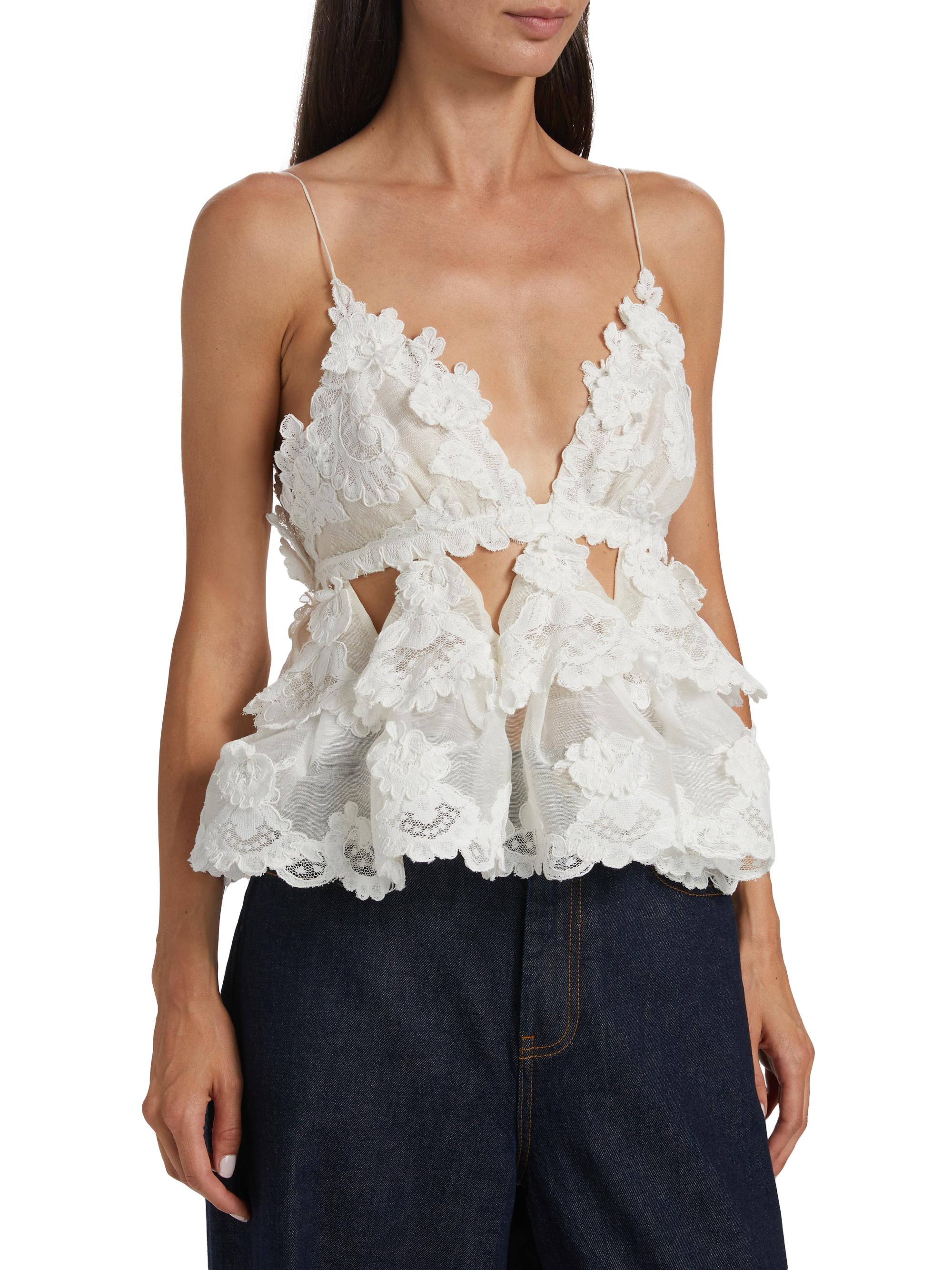 Zimmermann Crush Lace Motif Tiered Top | Saks Fifth Avenue