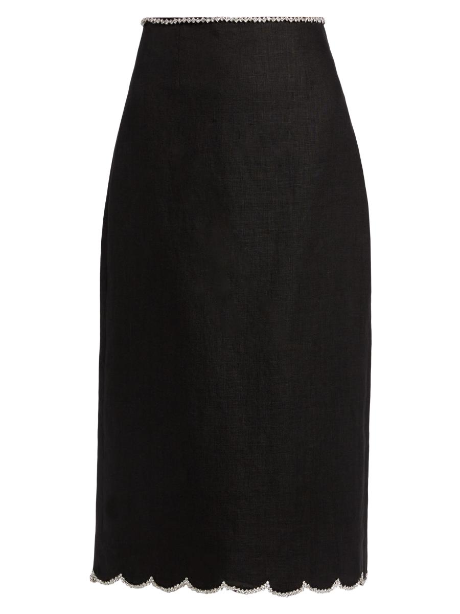 Zimmermann Crush Scalloped Midi-Skirt | Saks Fifth Avenue