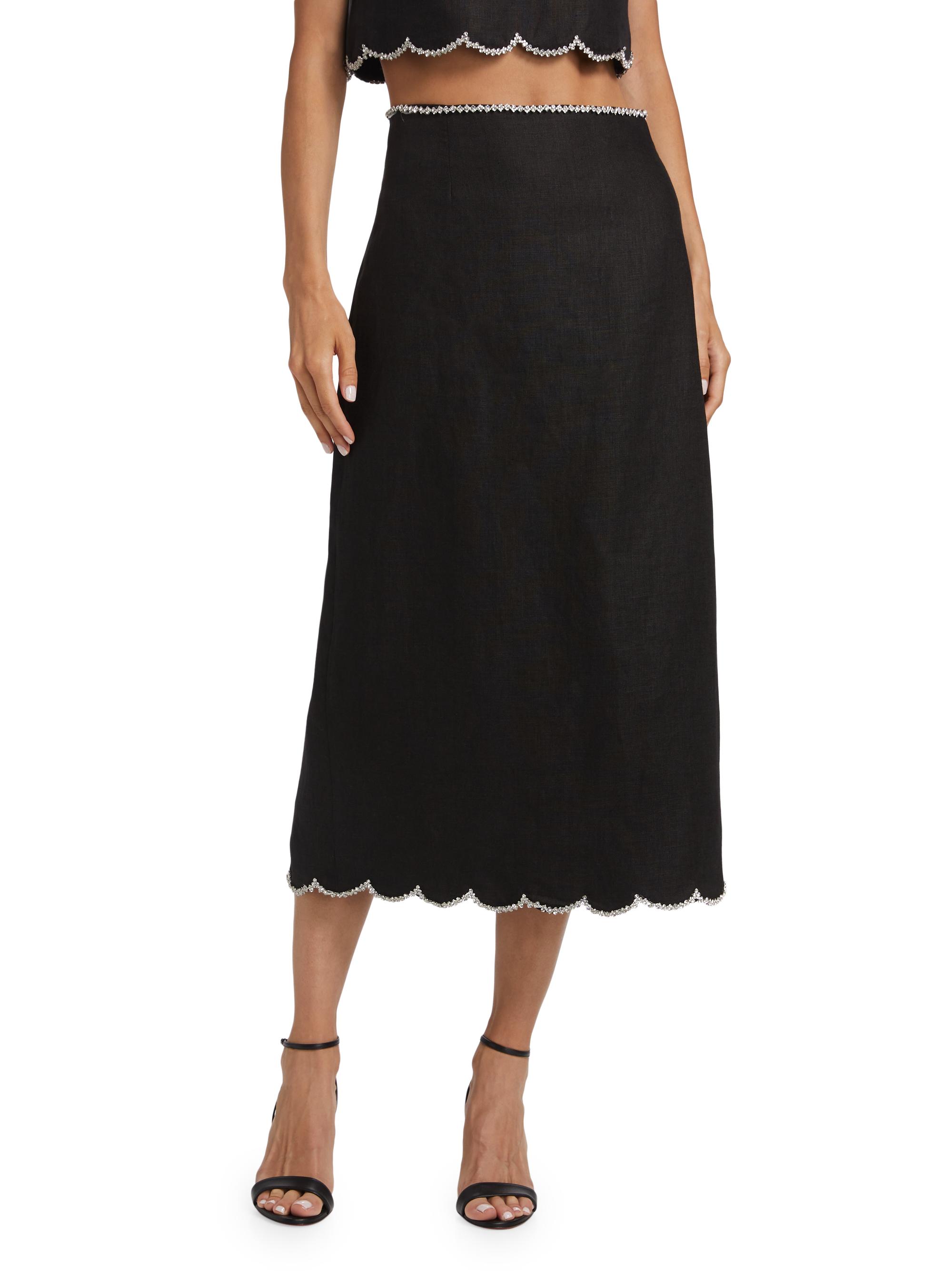 Zimmermann Crush Scalloped Midi-Skirt | Saks Fifth Avenue