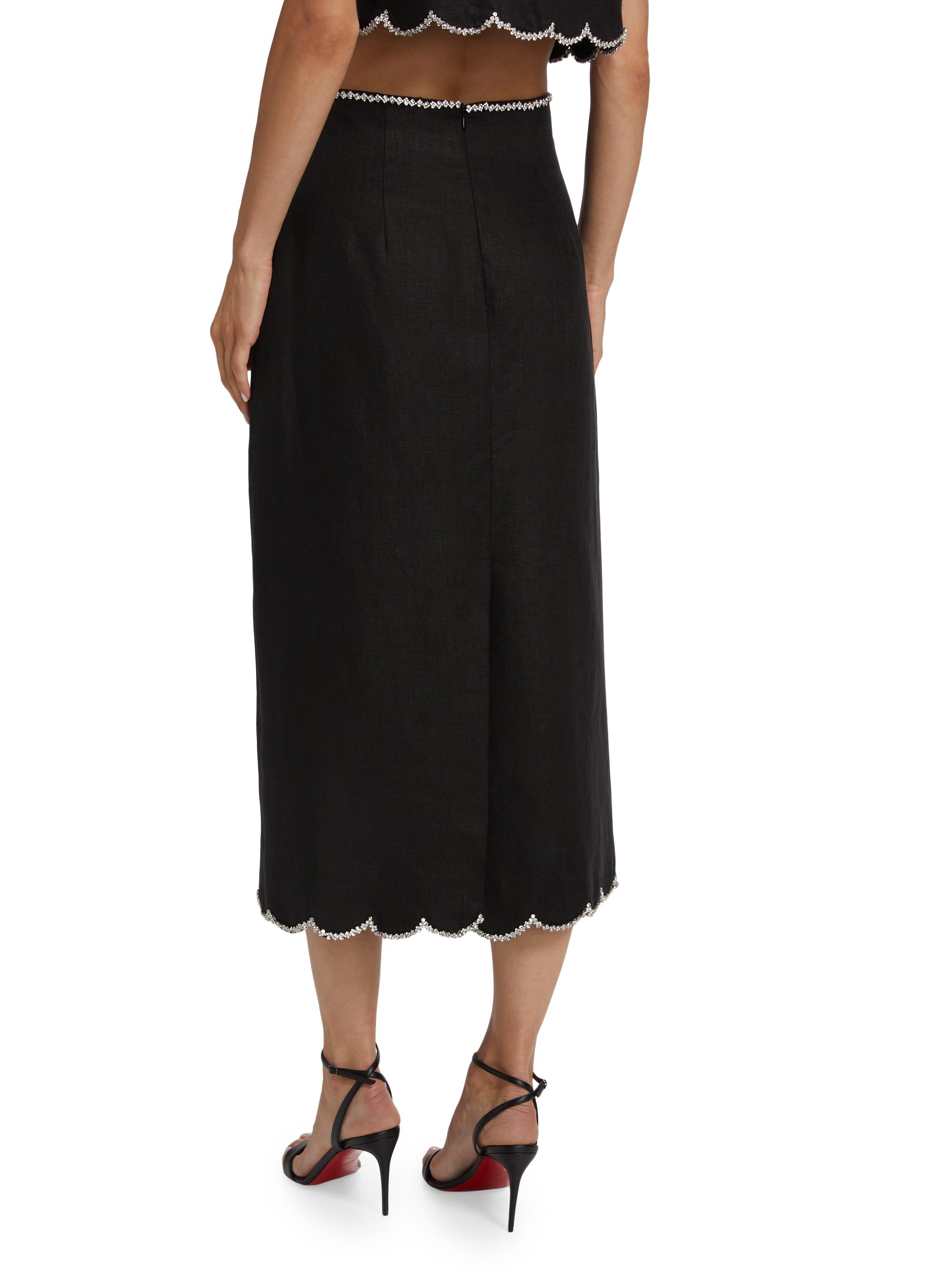 Zimmermann Crush Scalloped Midi-Skirt | Saks Fifth Avenue