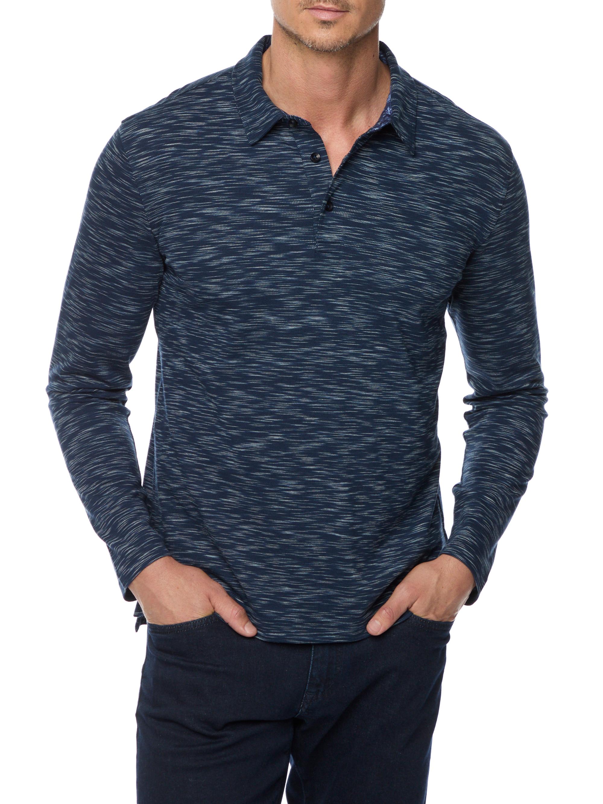 Robert Graham Men's Thales Cotton-Blend Knit Polo Shirt - Navy