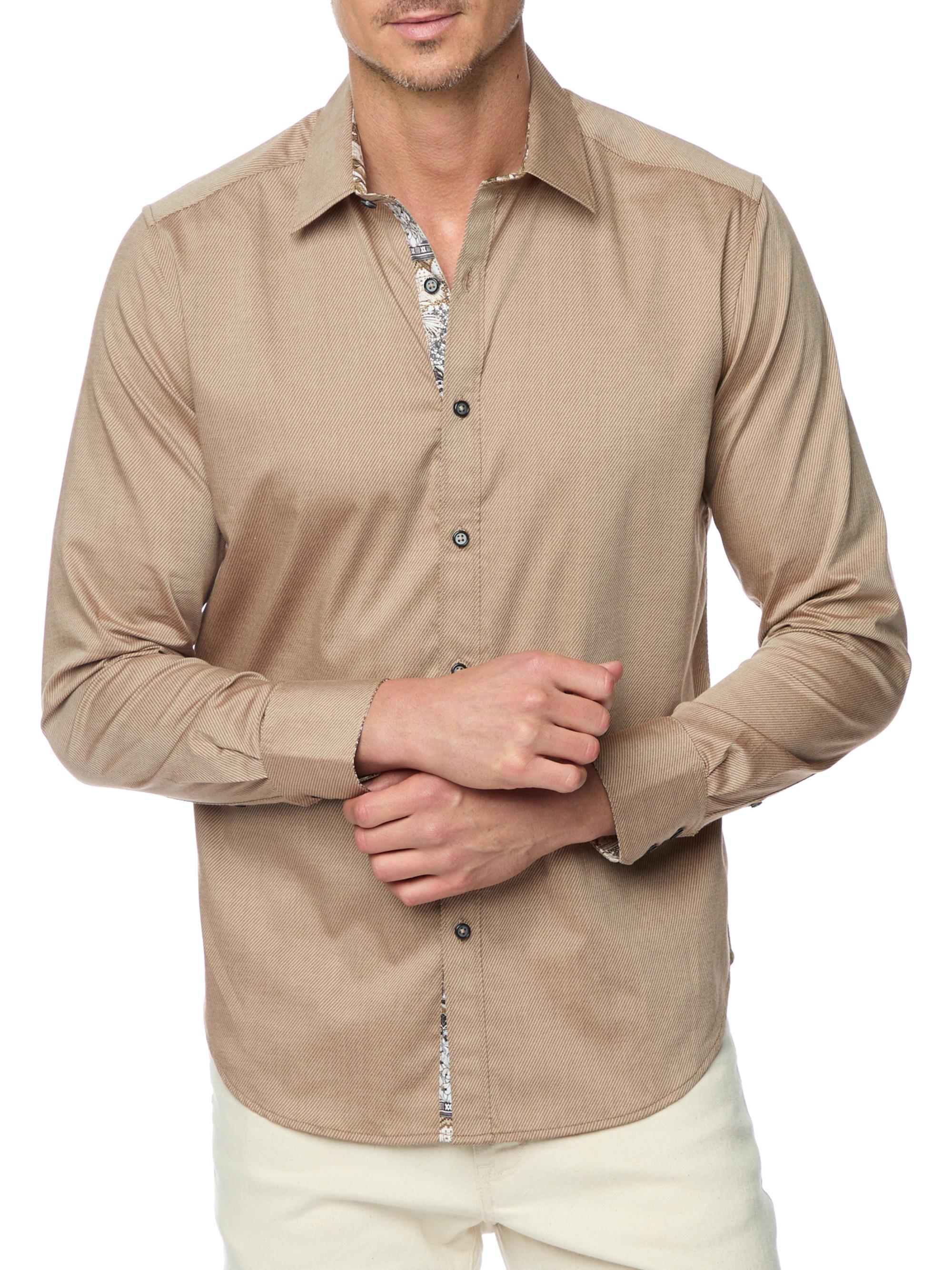 Robert Graham Men's Wayfarer Cotton-Blend Button-Front Shirt - Khaki