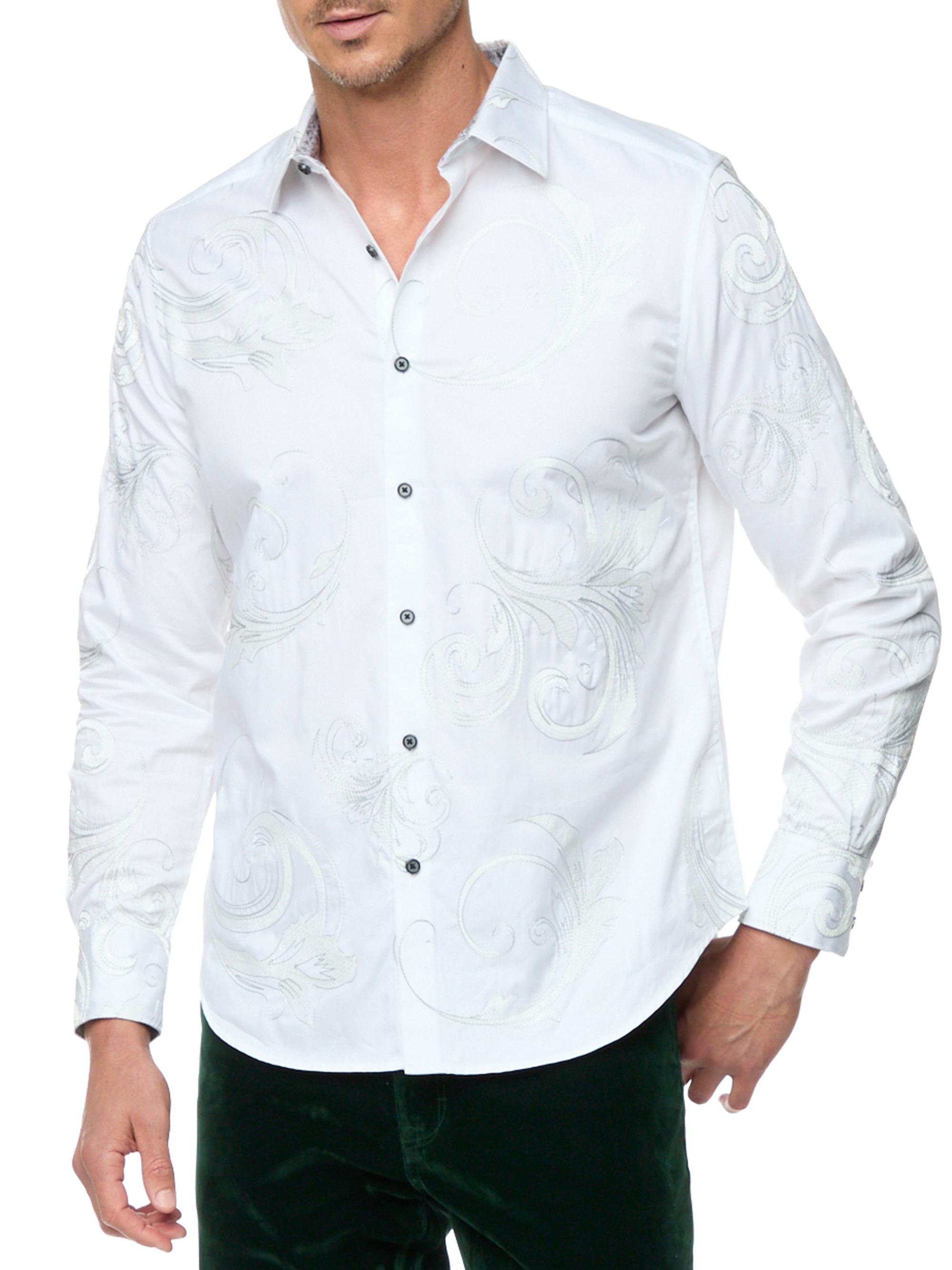 Robert Graham Men's Simply Grand Embroidered Cotton Shirt - White