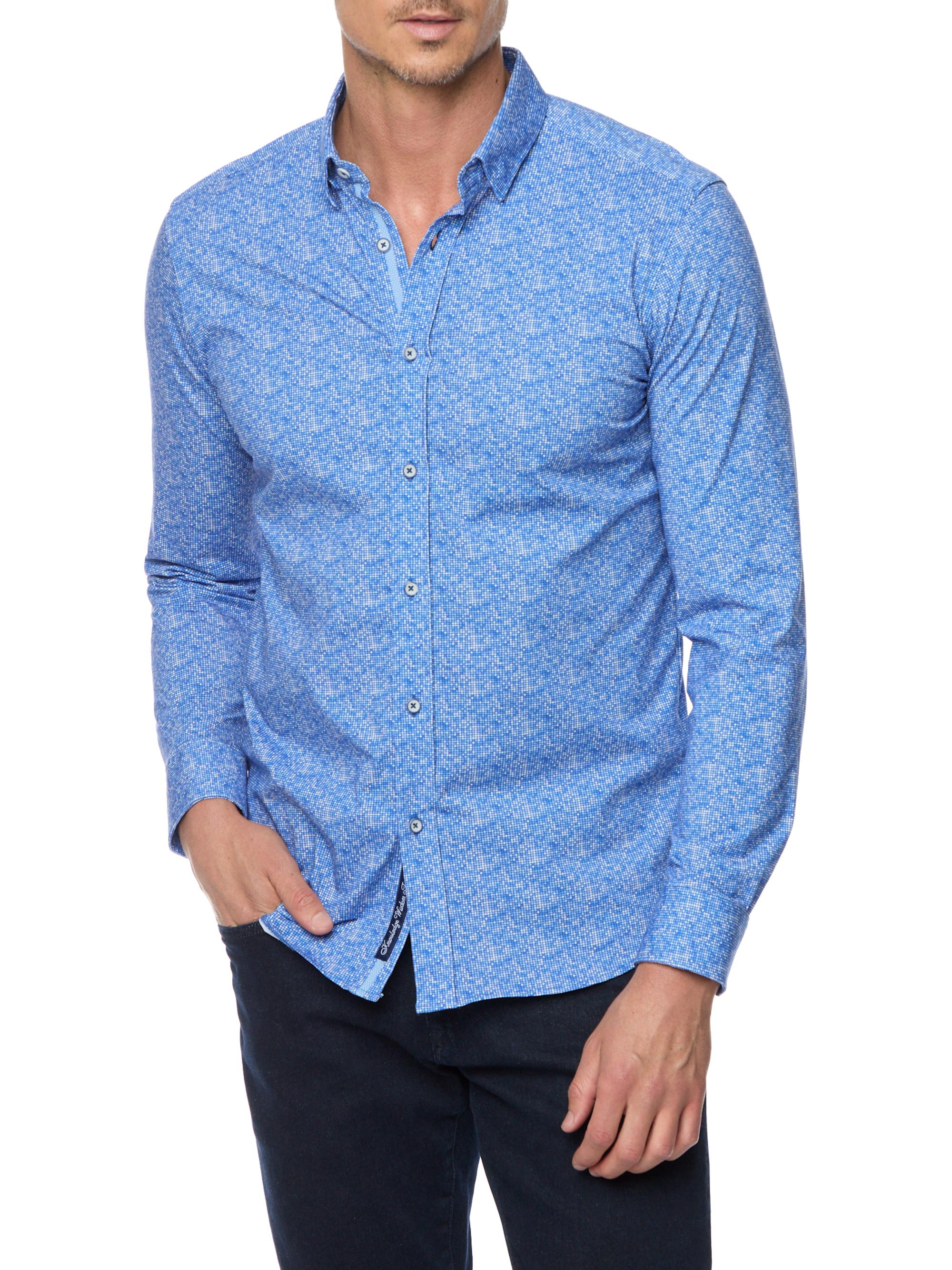 Robert Graham Men's Boden Printed Stretch-Cotton Shirt - Blue