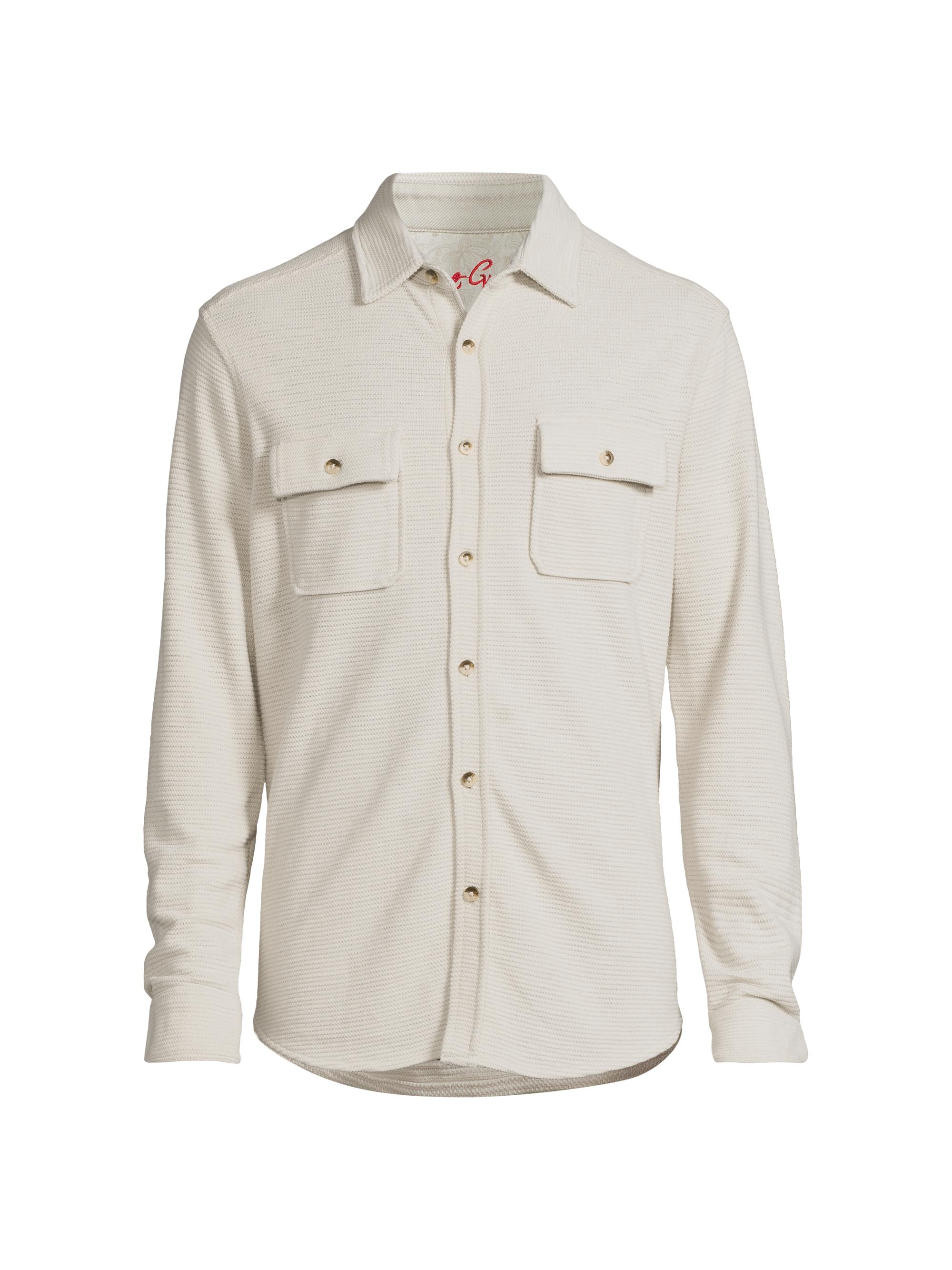 Robert Graham Men's Brunner Cotton-Blend Knit Shirt - Off White