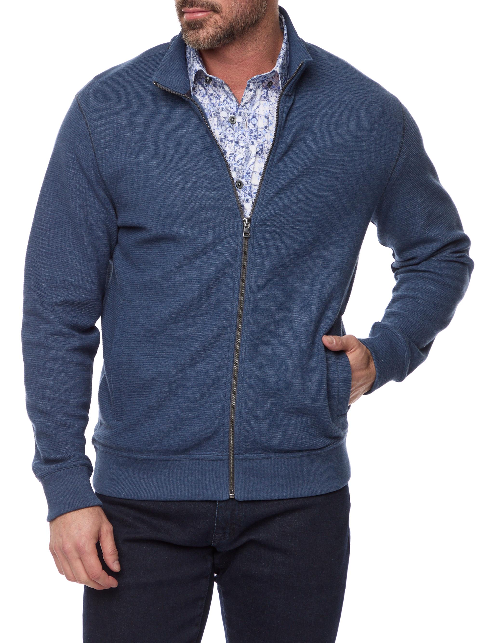 Robert Graham Men's Moser Cotton Knit Zip Sweater - Charcoal