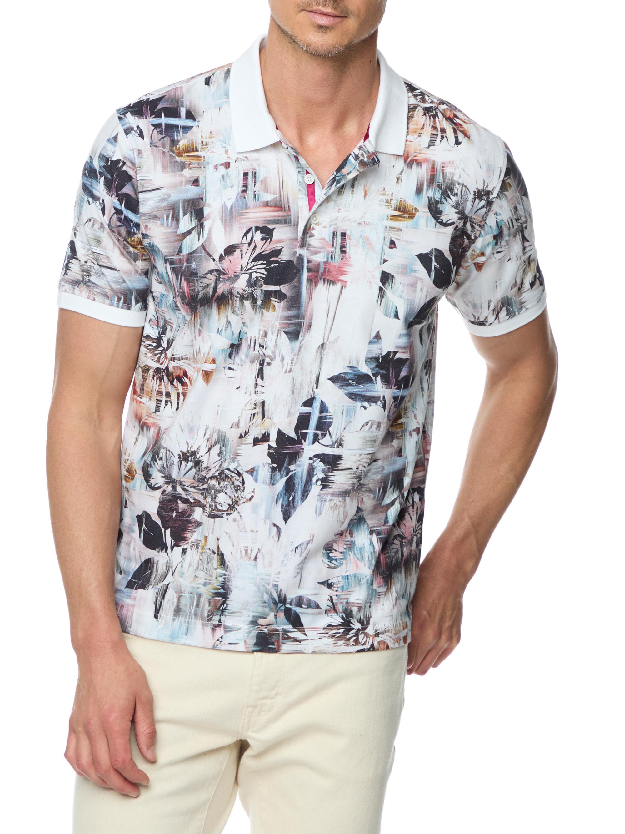 Robert Graham Men's Iver Floral Knit Polo Shirt - White