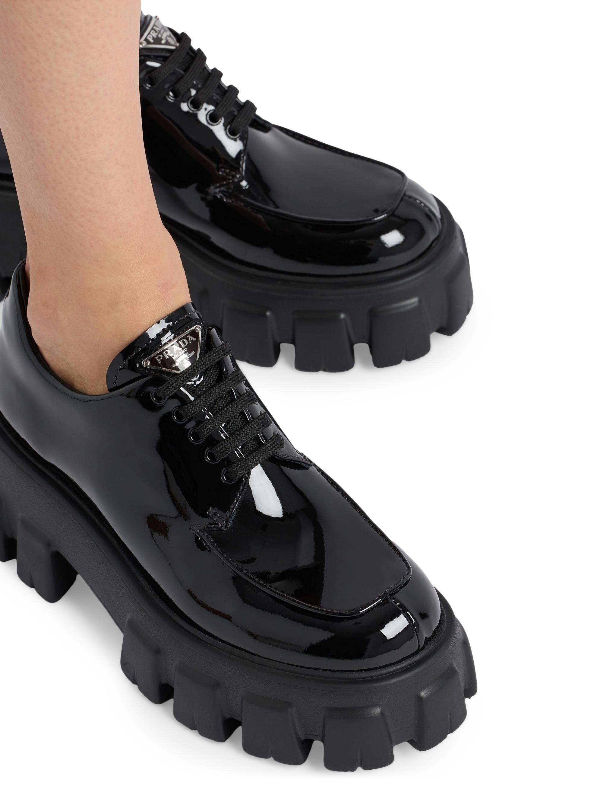 Prada Women's Monolith Patent Leather Lace-Up Shoes | Saks Fifth