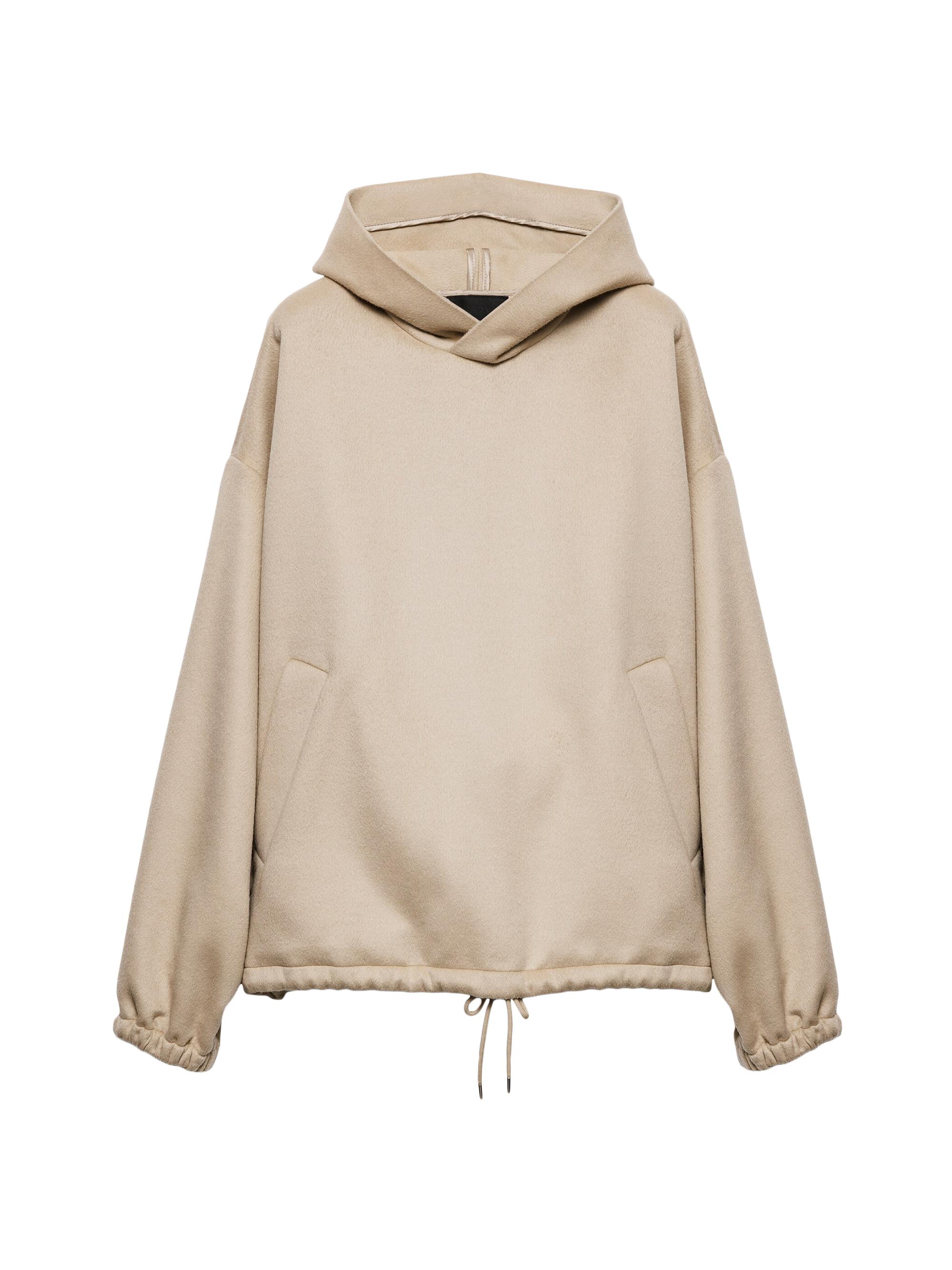 Prada Men's Wool Blend Hoodie Jacket - Beige