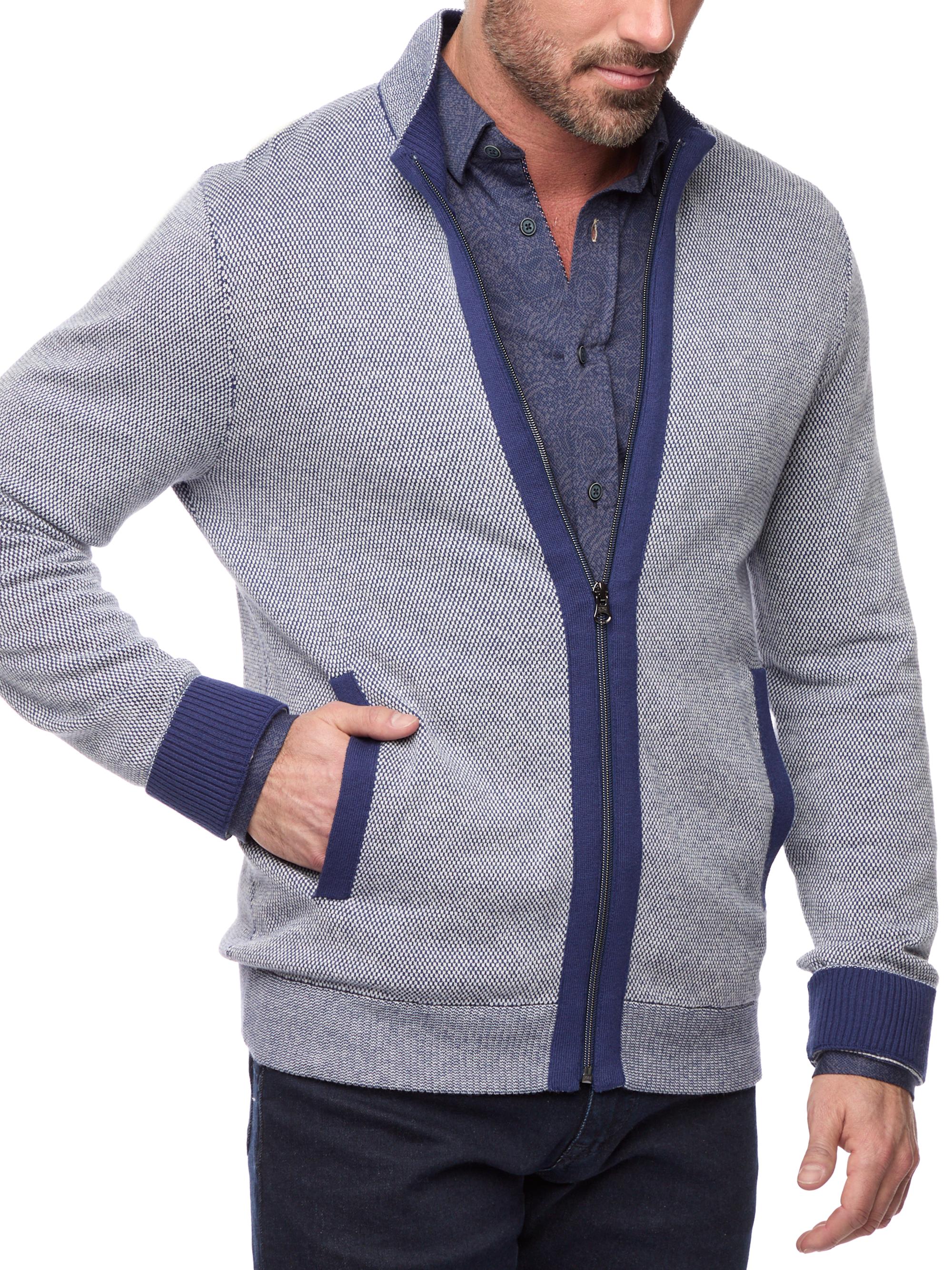 Robert Graham Men's Stefan Zip-Up Sweater - Blue