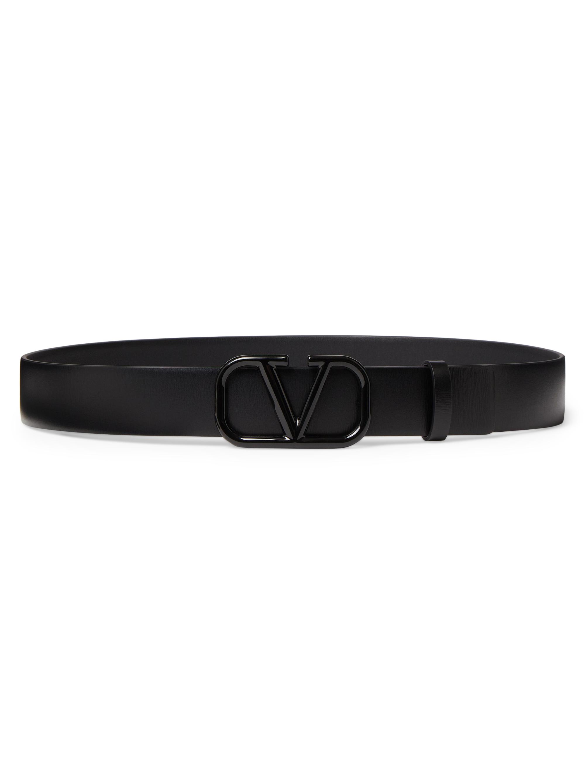 Valentino Garavani Women's VLogo Signature Belt in Shiny Calfskin 30MM - Black