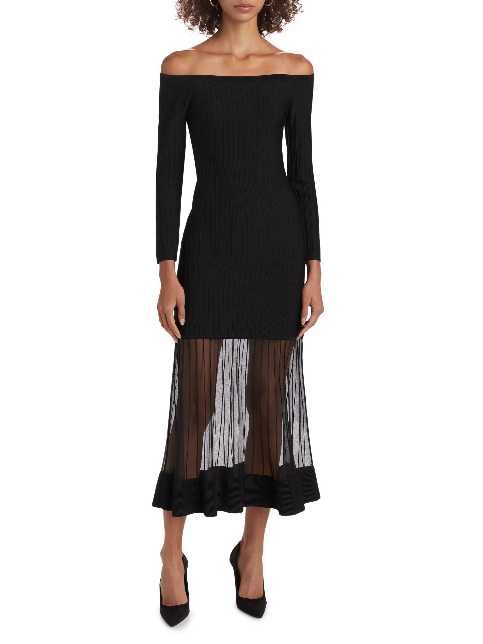 Milly Milly Off-the-Shoulder Sheer Overlay Knit Maxi Dress | Saks