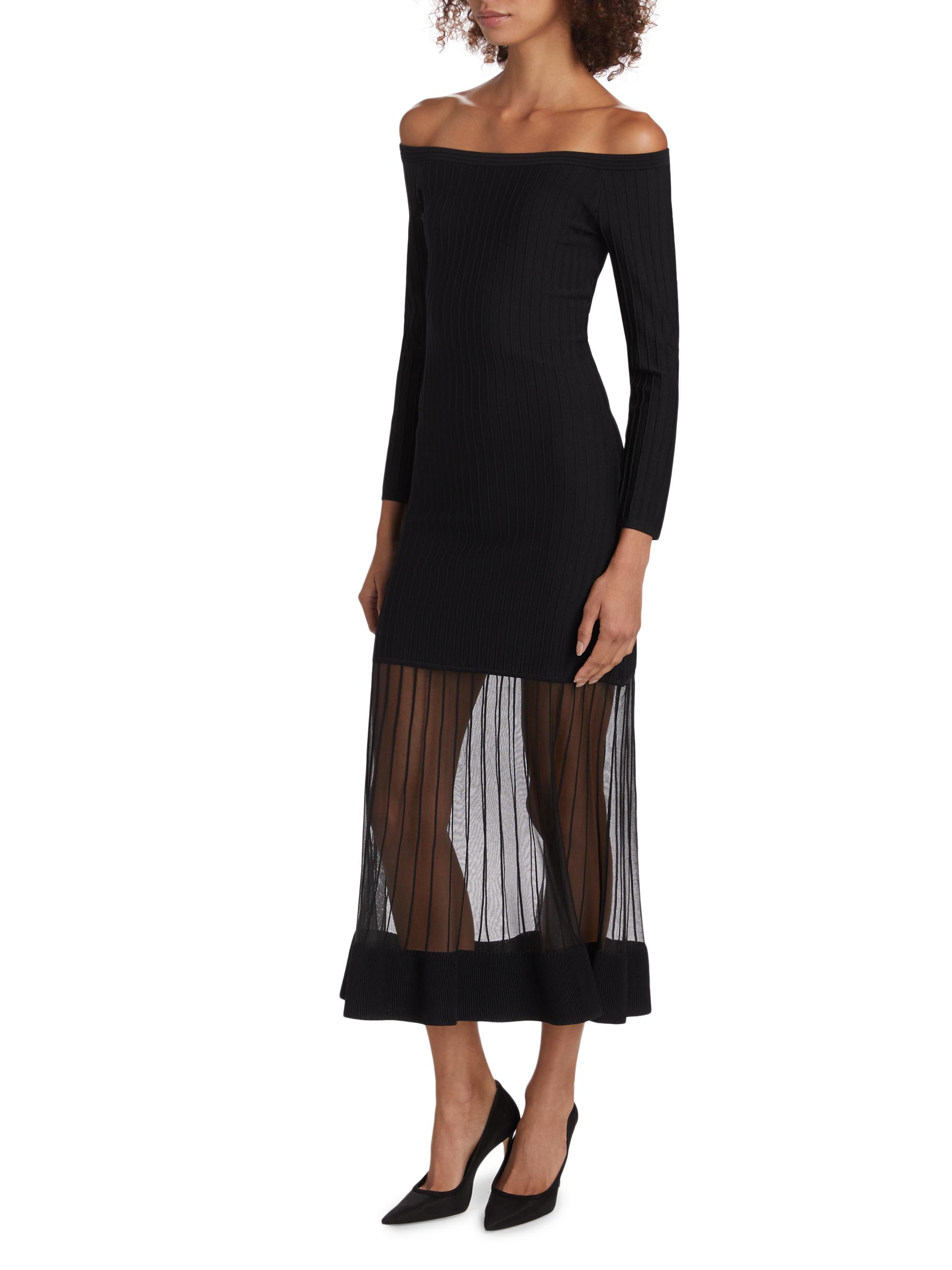 Milly Milly Off-the-Shoulder Sheer Overlay Knit Maxi Dress | Saks