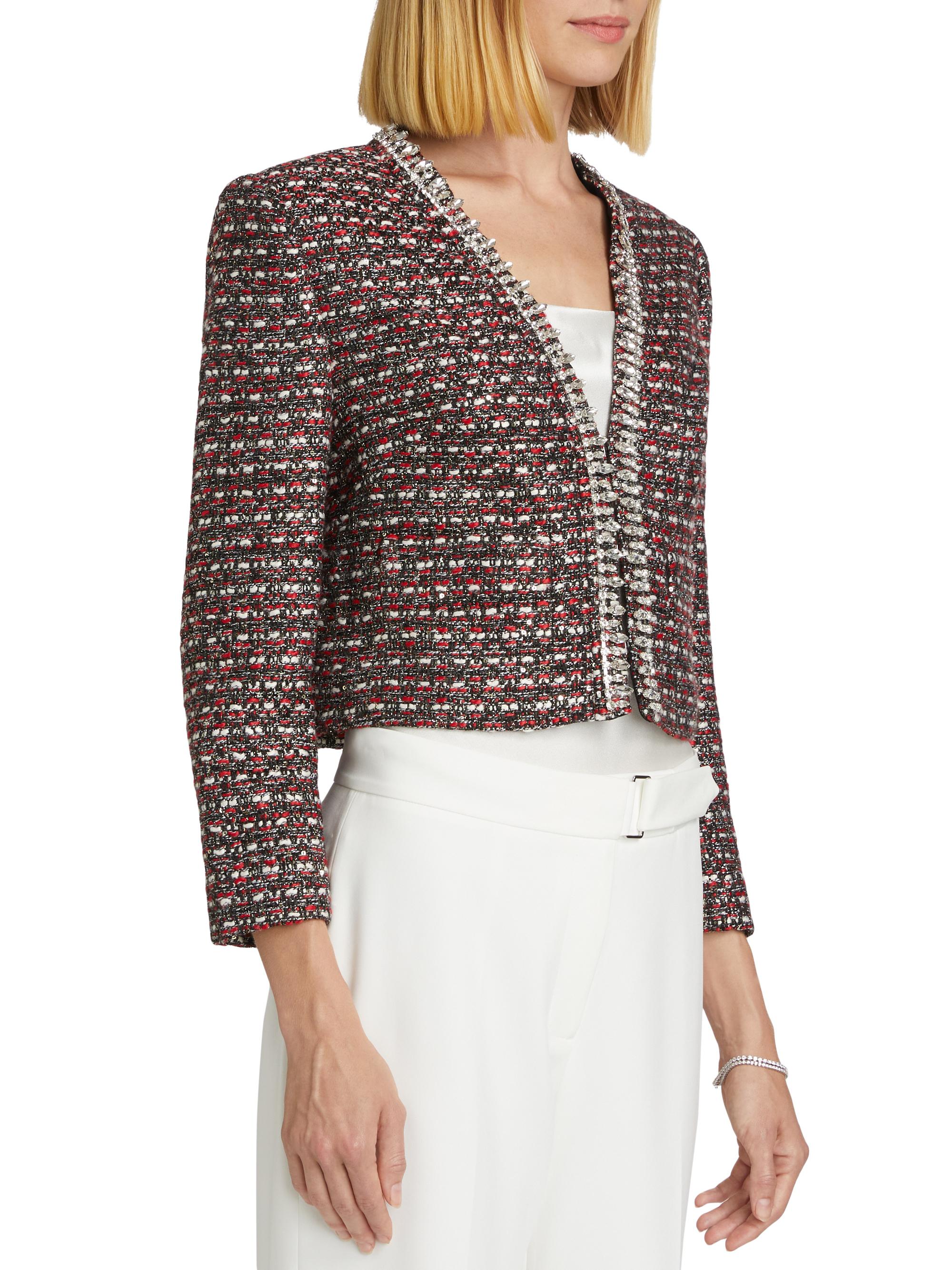Milly Amaya Tweed Crystal-Trim Jacket | Saks Fifth Avenue