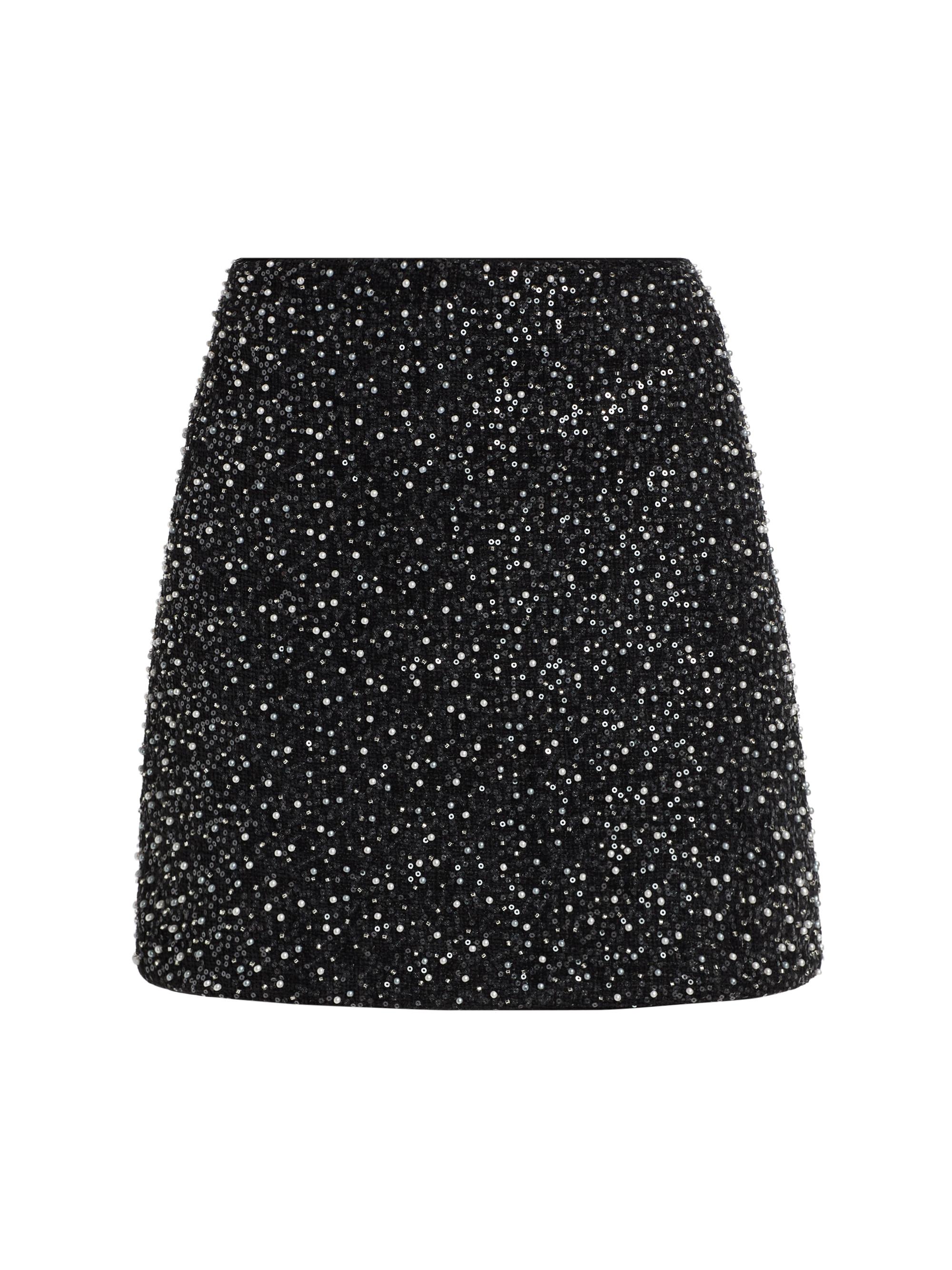 Milly Women's Beaded Tweed Miniskirt - Black
