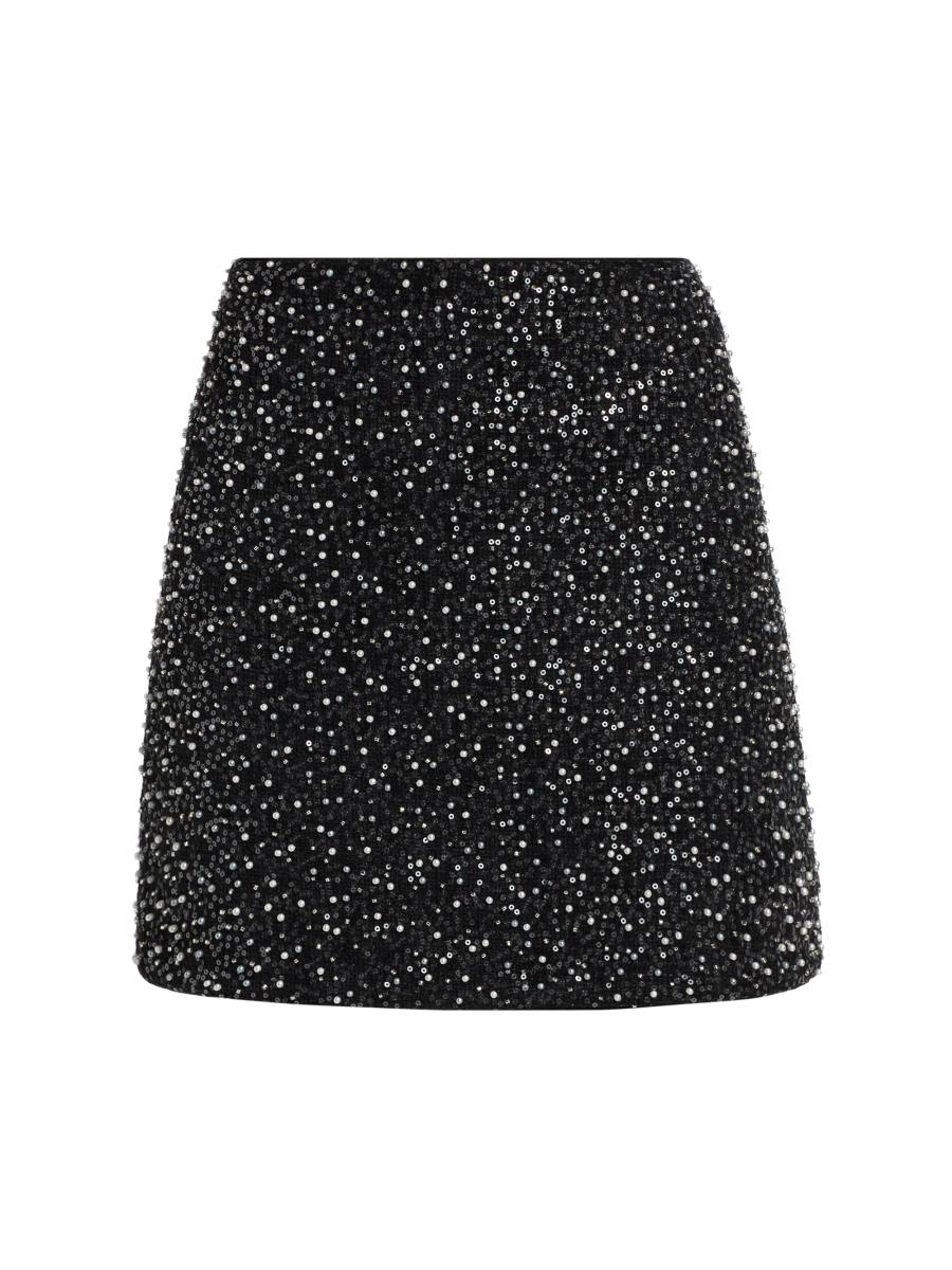 Milly Women's Beaded Tweed Miniskirt In Black