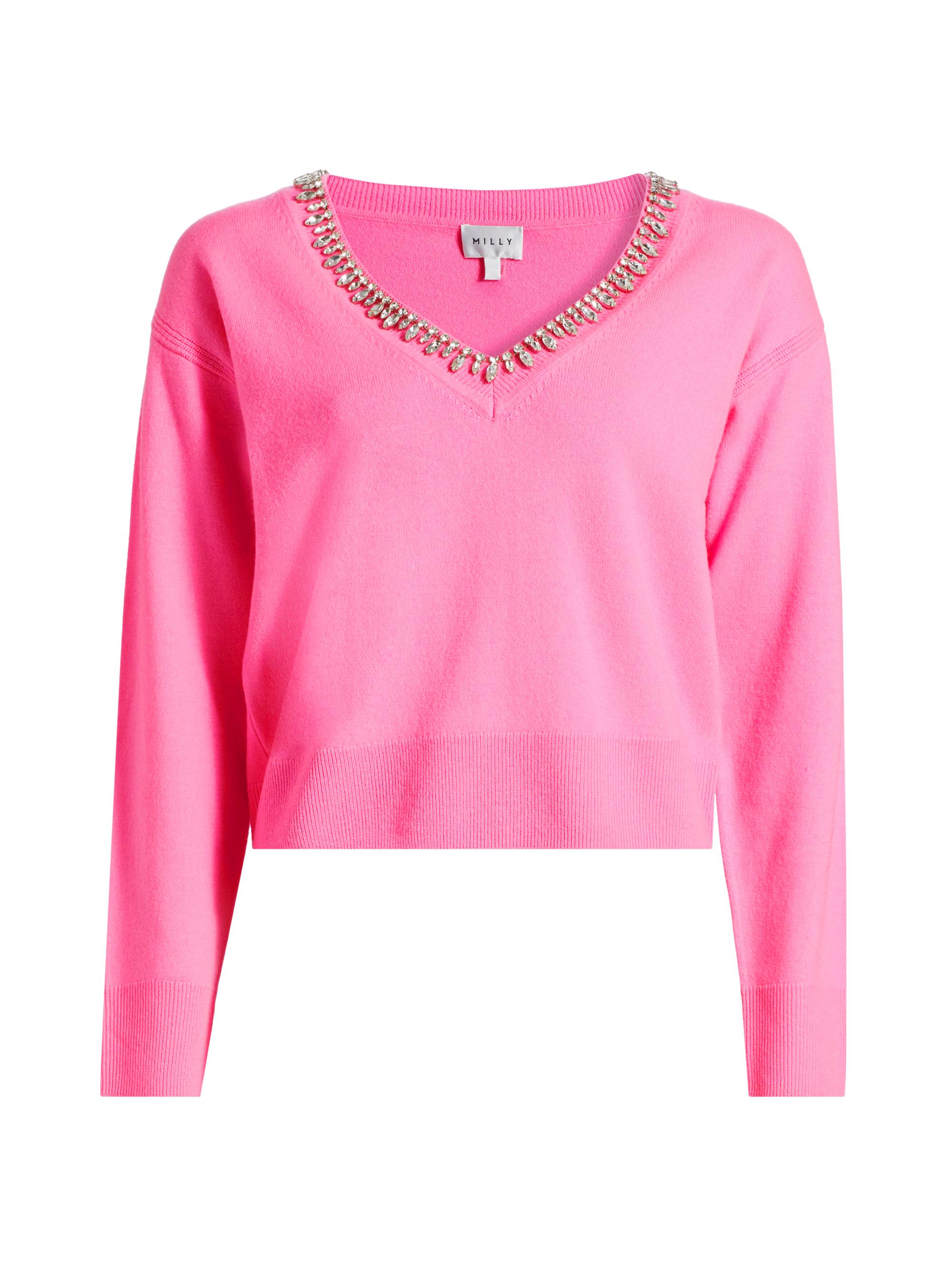 Milly Women's Kalia Crystal-Trim Sweater - Black