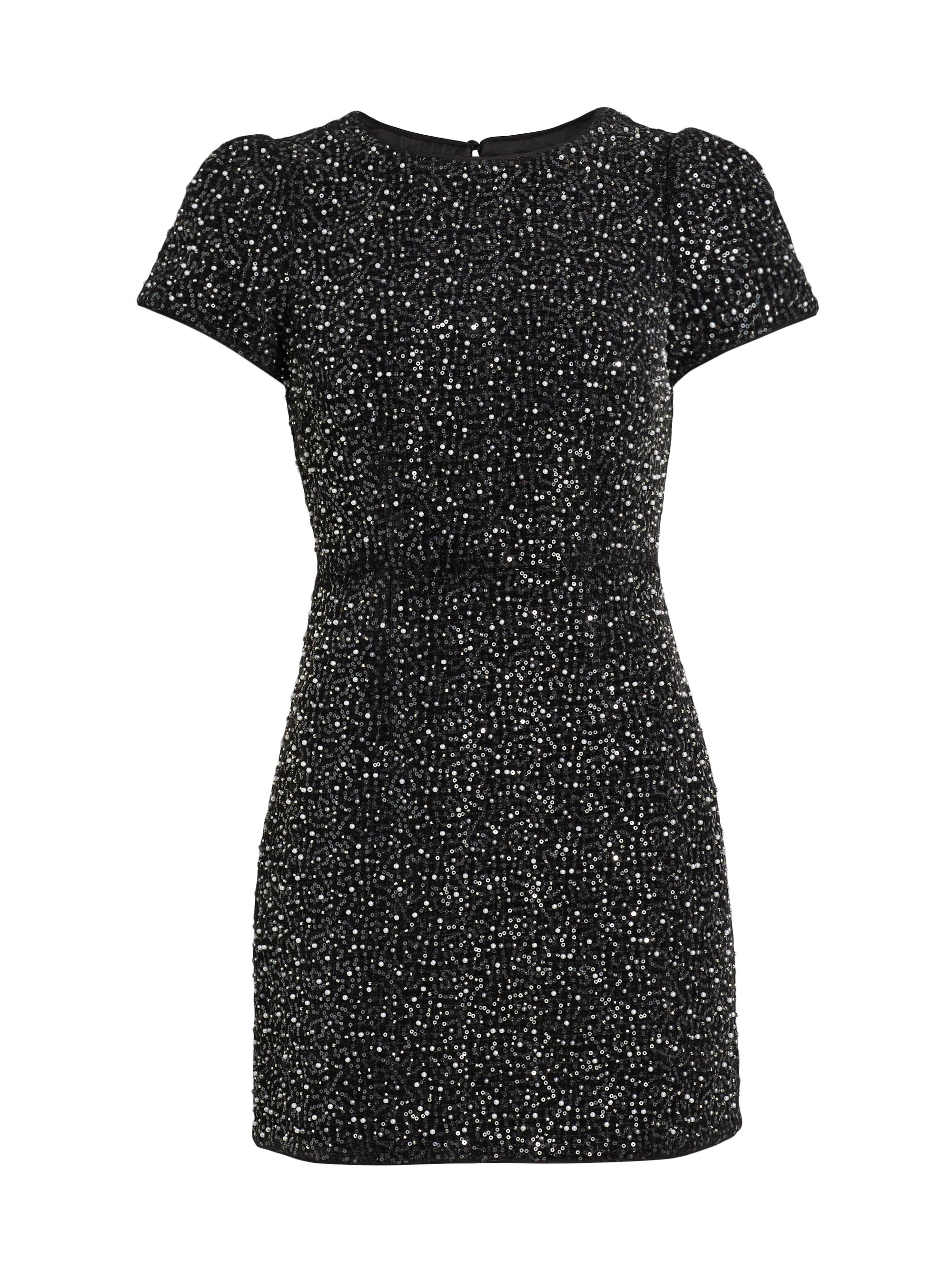 Milly Women's Rowen Beaded Tweed Minidress - Black