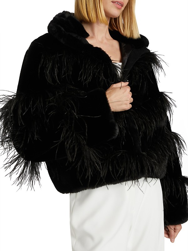 Shop Milly Avah Ostrich Faux-Fur Jacket | Saks Fifth Avenue Shop Milly Avah Ostrich Faux-Fur Jacket | Saks Fifth Avenue