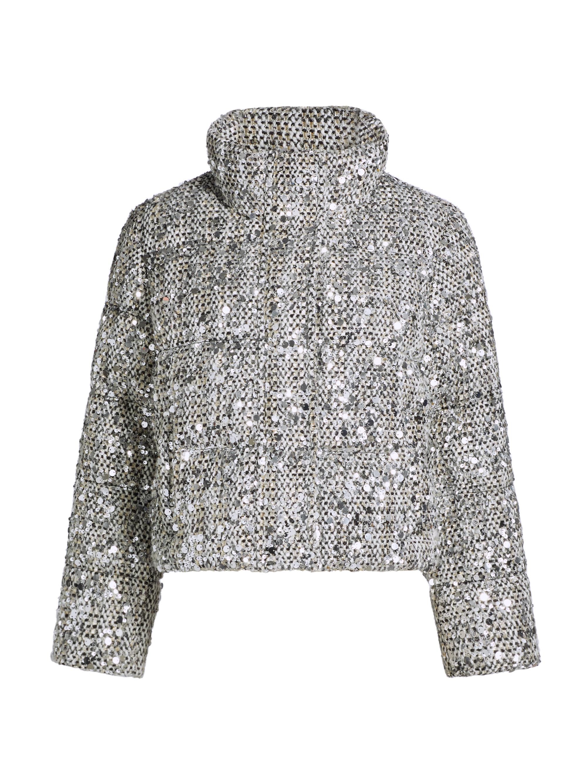 Milly Women's Hayes Sequined Tweed Puffer - Black Multi