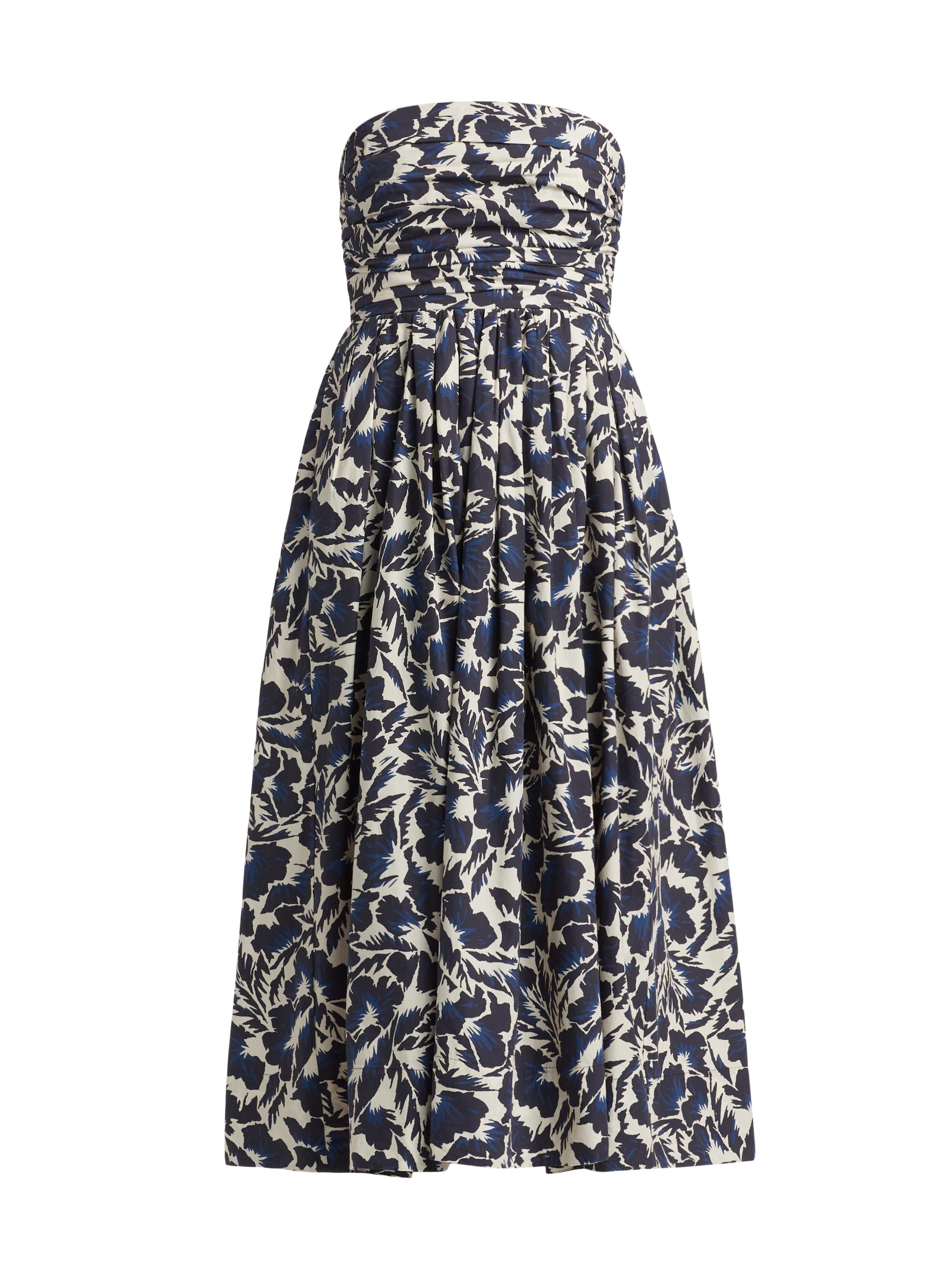 A.L.C. Women's Tate Floral Strapless Midi-Dress - Navy Cream