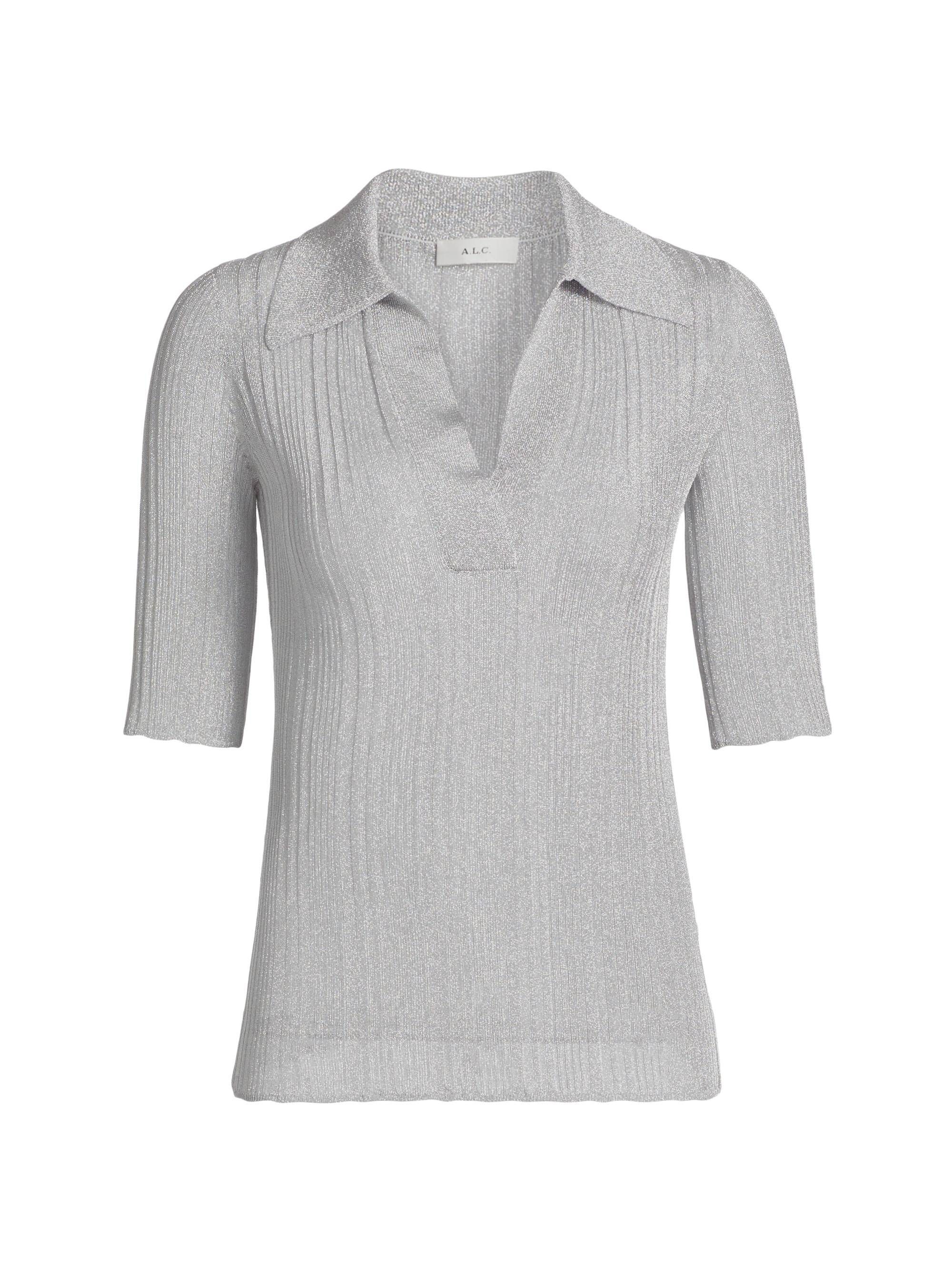 A.L.C. Women's Joey Metallic Rib-Knit Top - Mercury