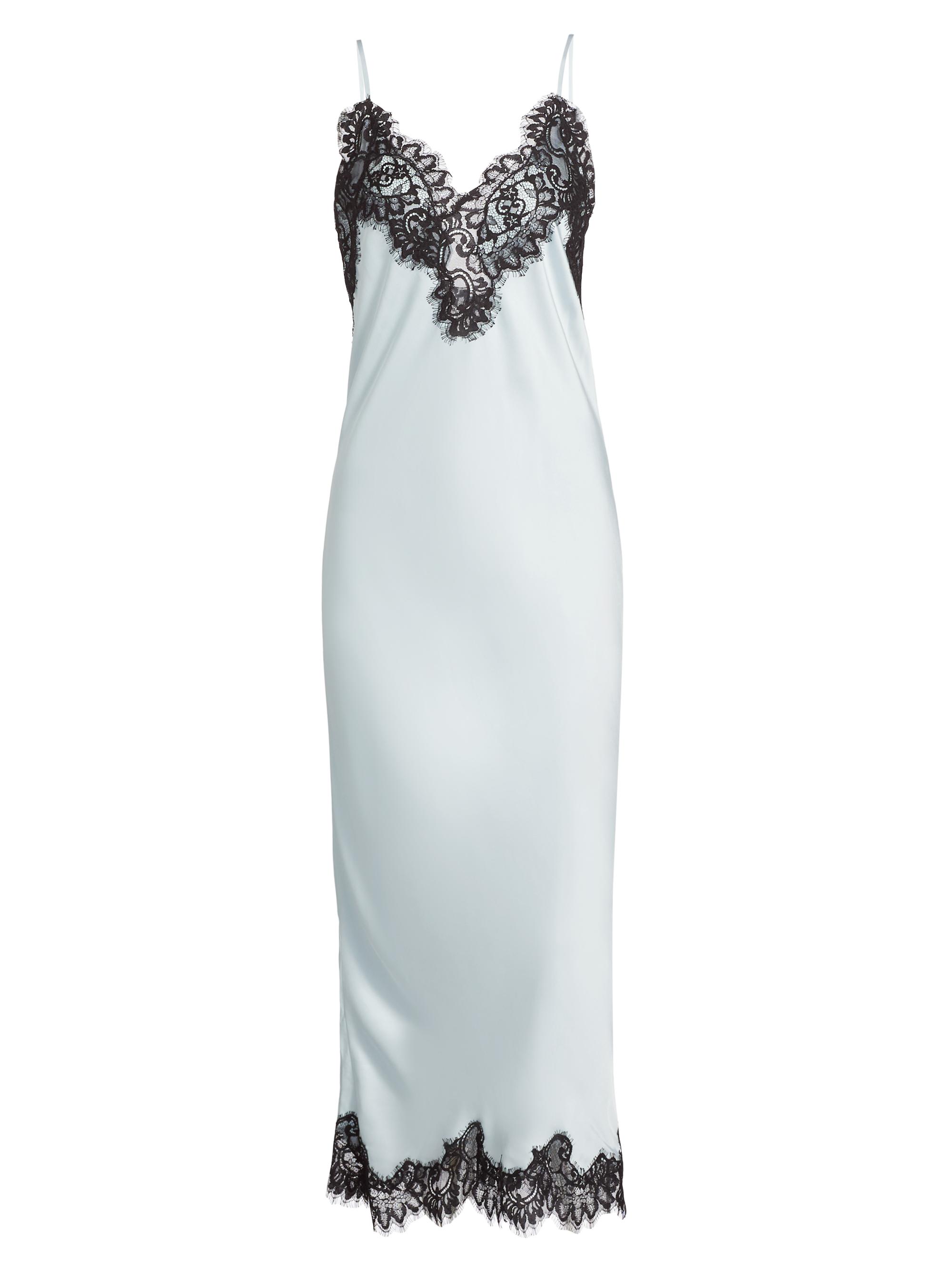 A.L.C. Women's Lennon Satin-Lace Midi-Slipdress - Cascade Black