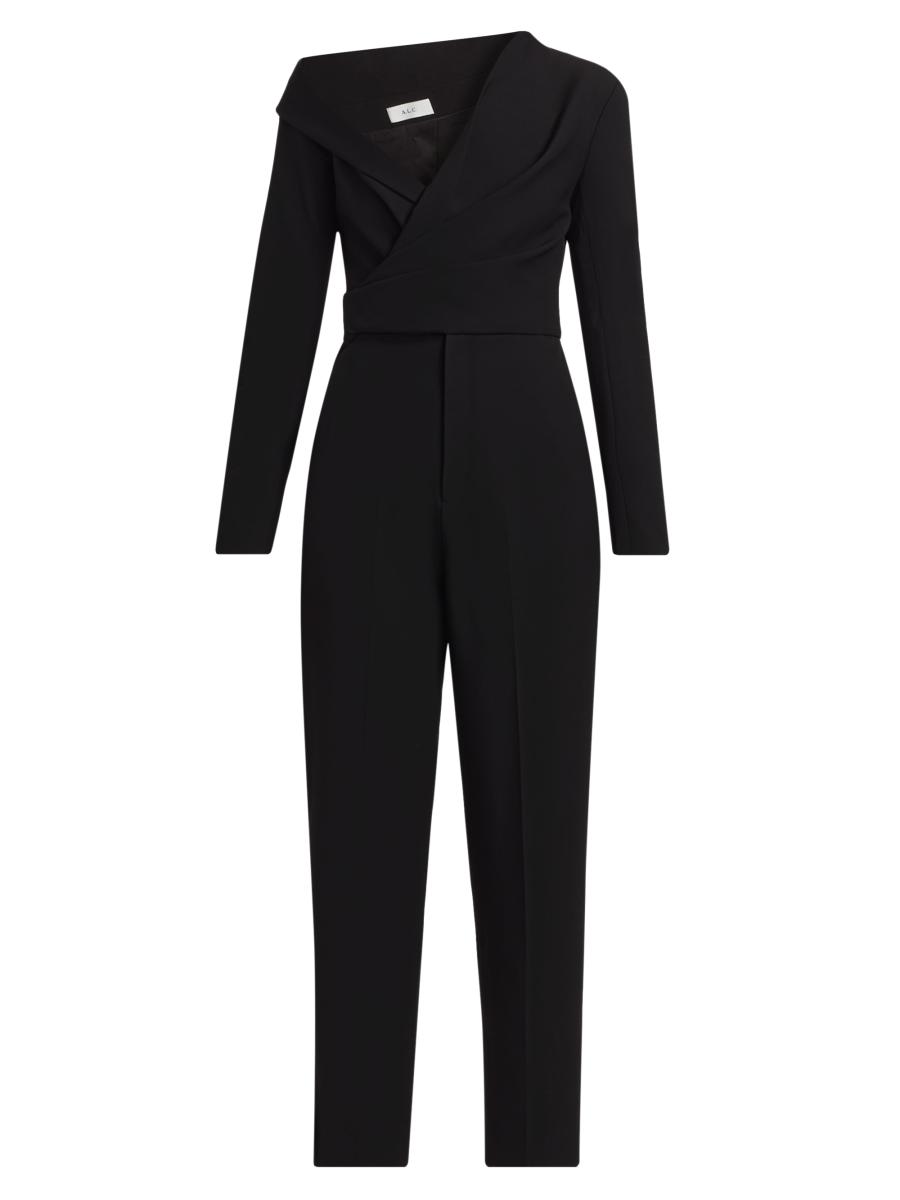 ❤︎ALEXIA STAM❤︎Front Zip V Neck Jumpsuit Pink V-Neck Zip Front Cosmos Jumpsuit