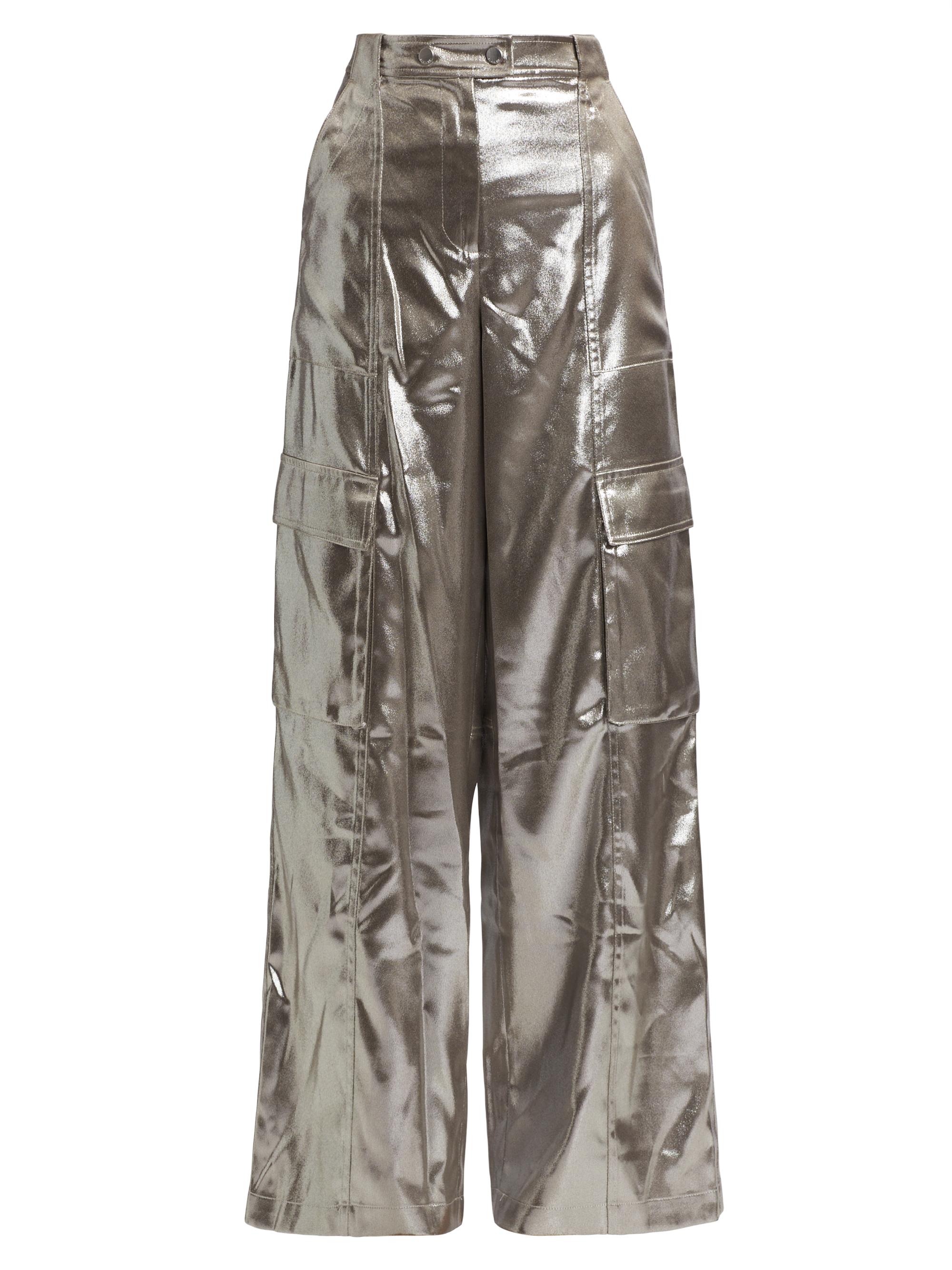 SIMKHAI Women's Beatriz Wide-Leg Cargo Pants - Silver