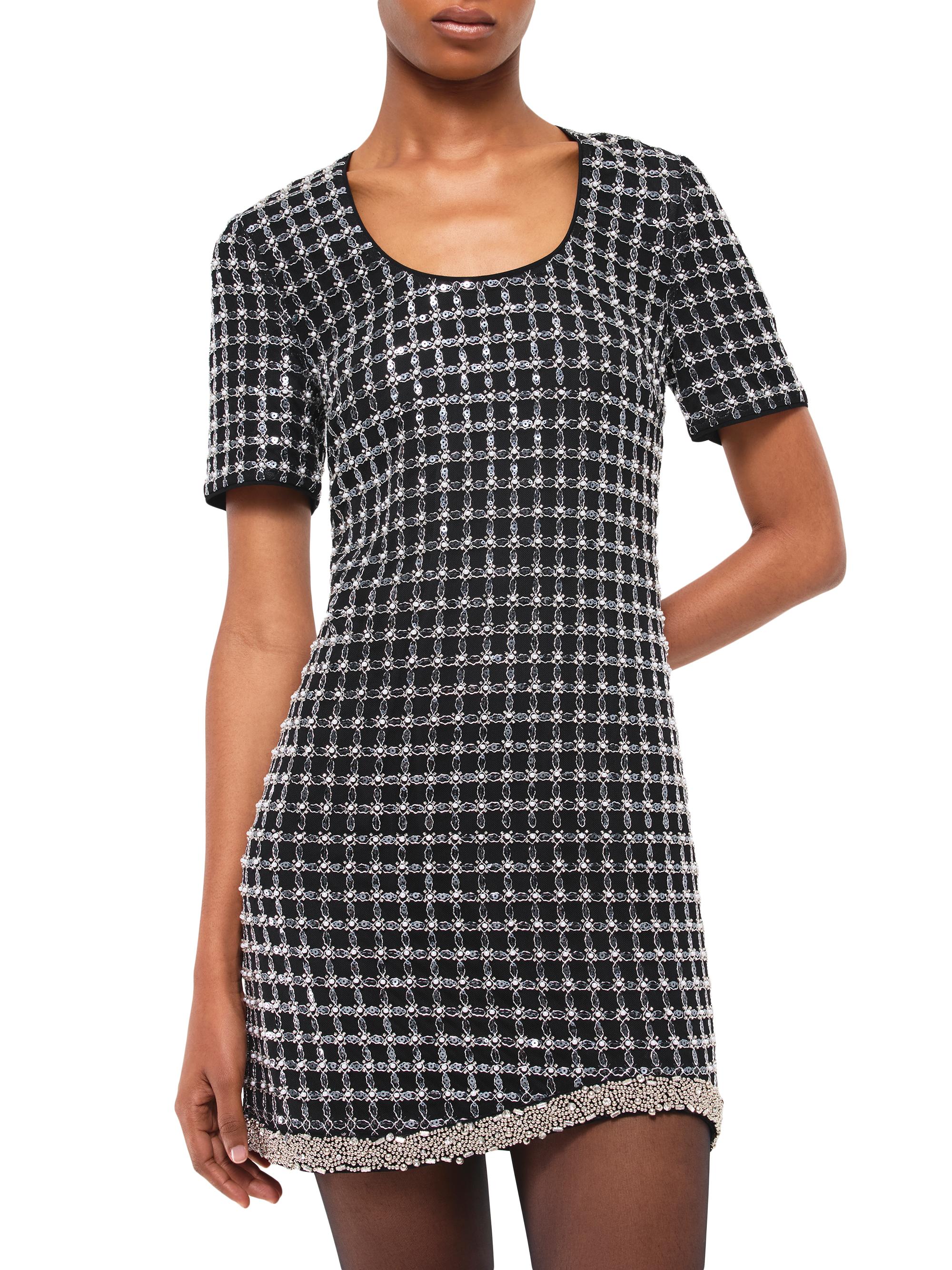 SIMKHAI Women's Vivalie Embellished Grid Minidress - Black
