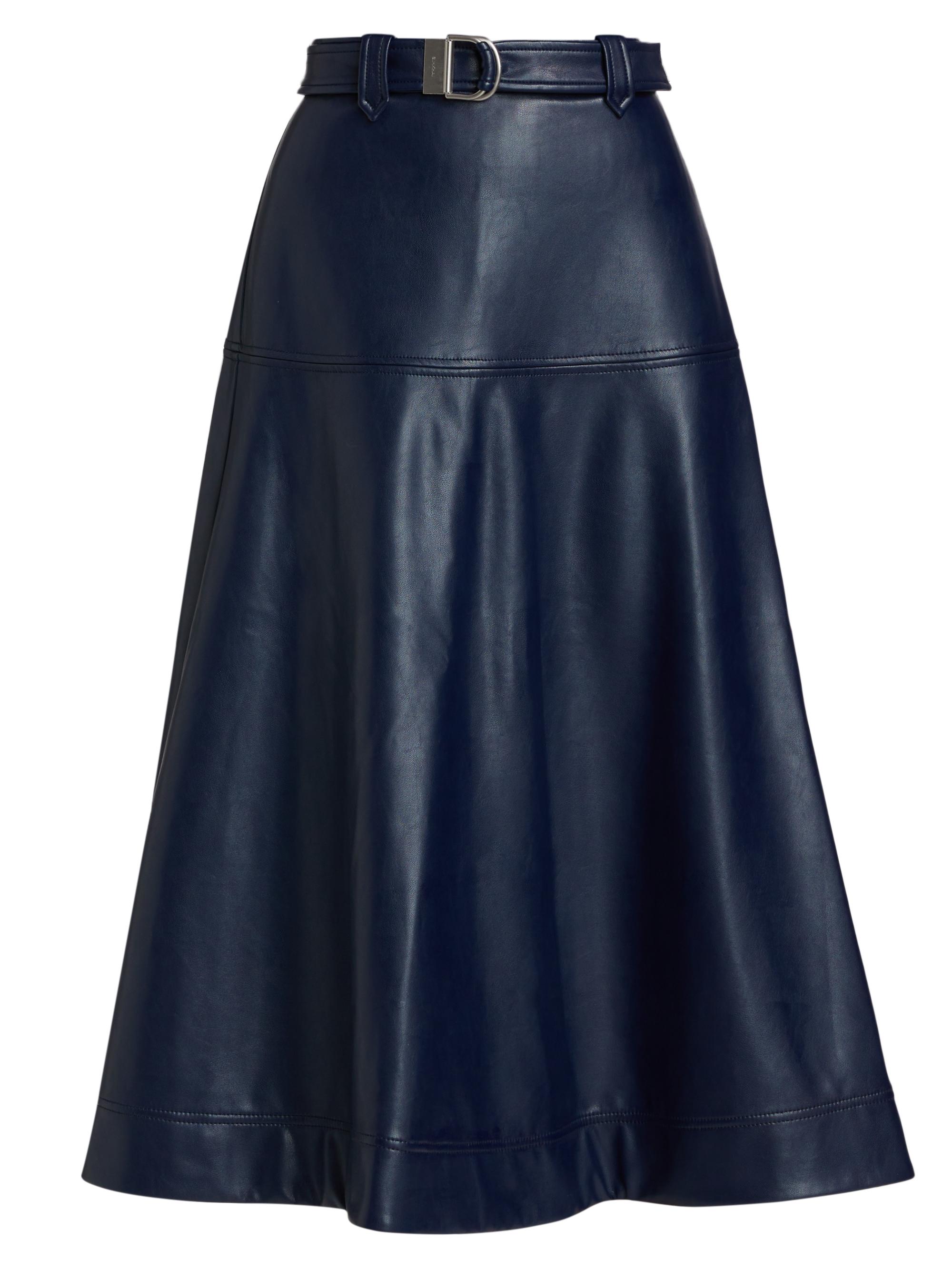 SIMKHAI Mayson Faux-Leather Belted Midi-Skirt | Saks Fifth Avenue