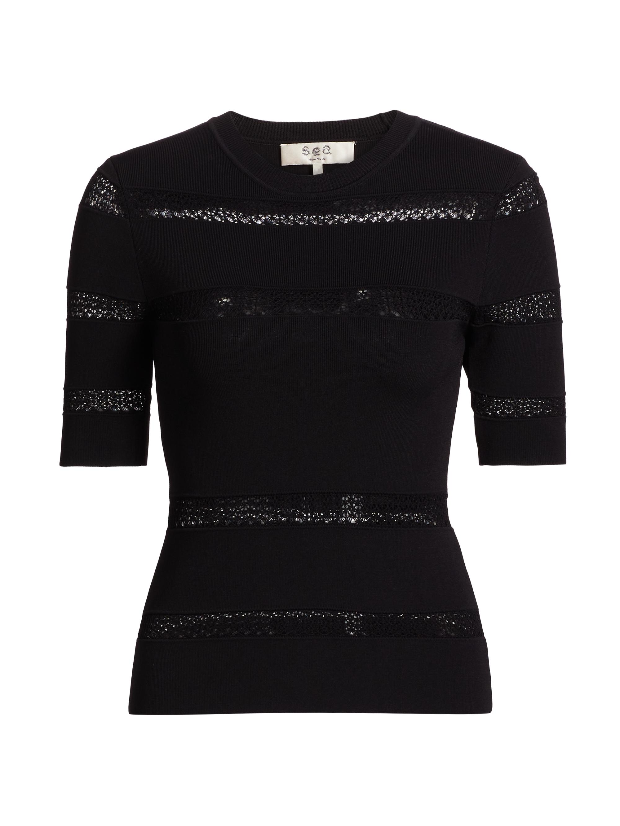 Sea Women's Devon Knit Inset Lace Top - Black