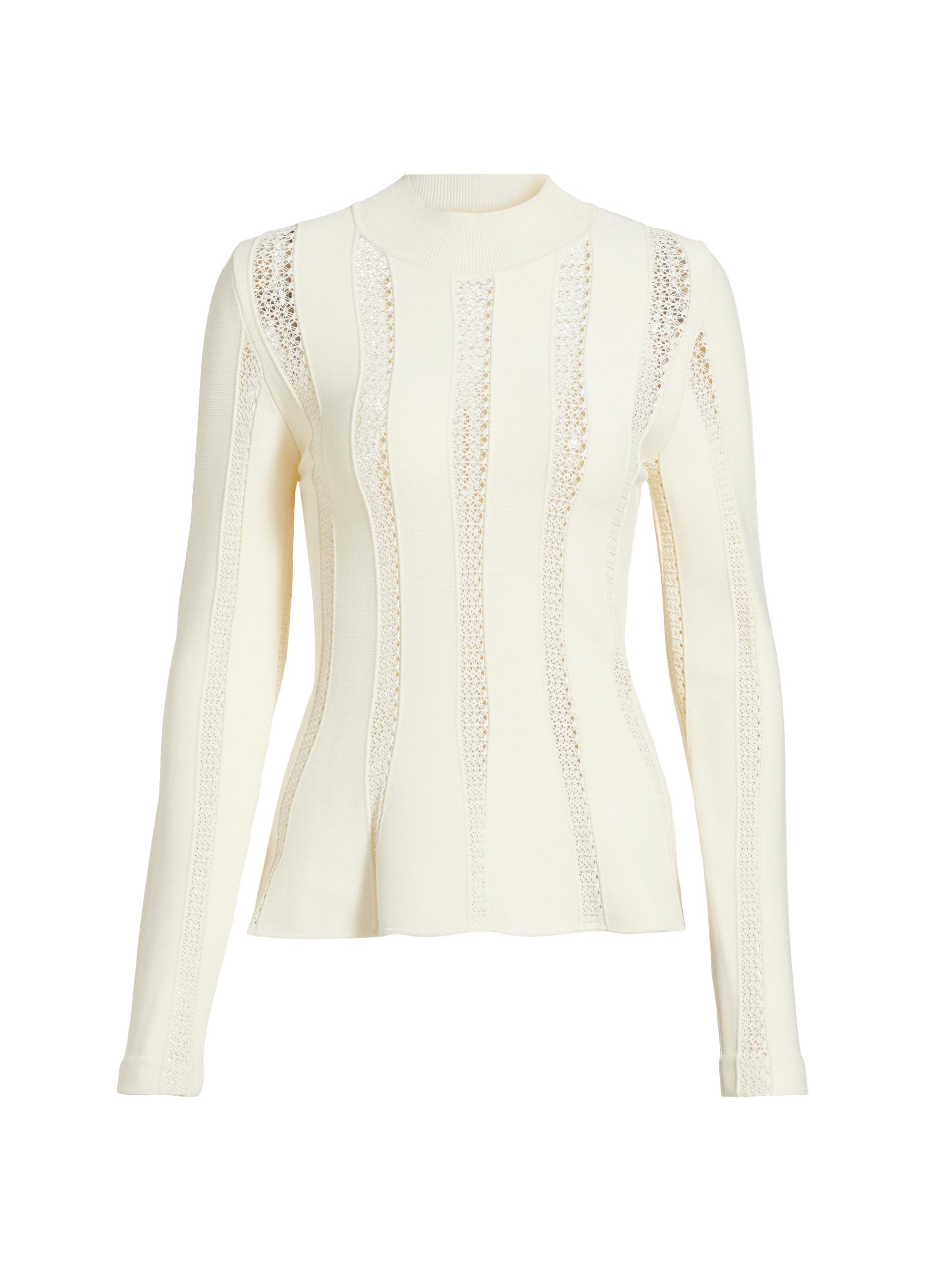 Sea Women's Devon Knit Inset Lace Peplum Top - Cream