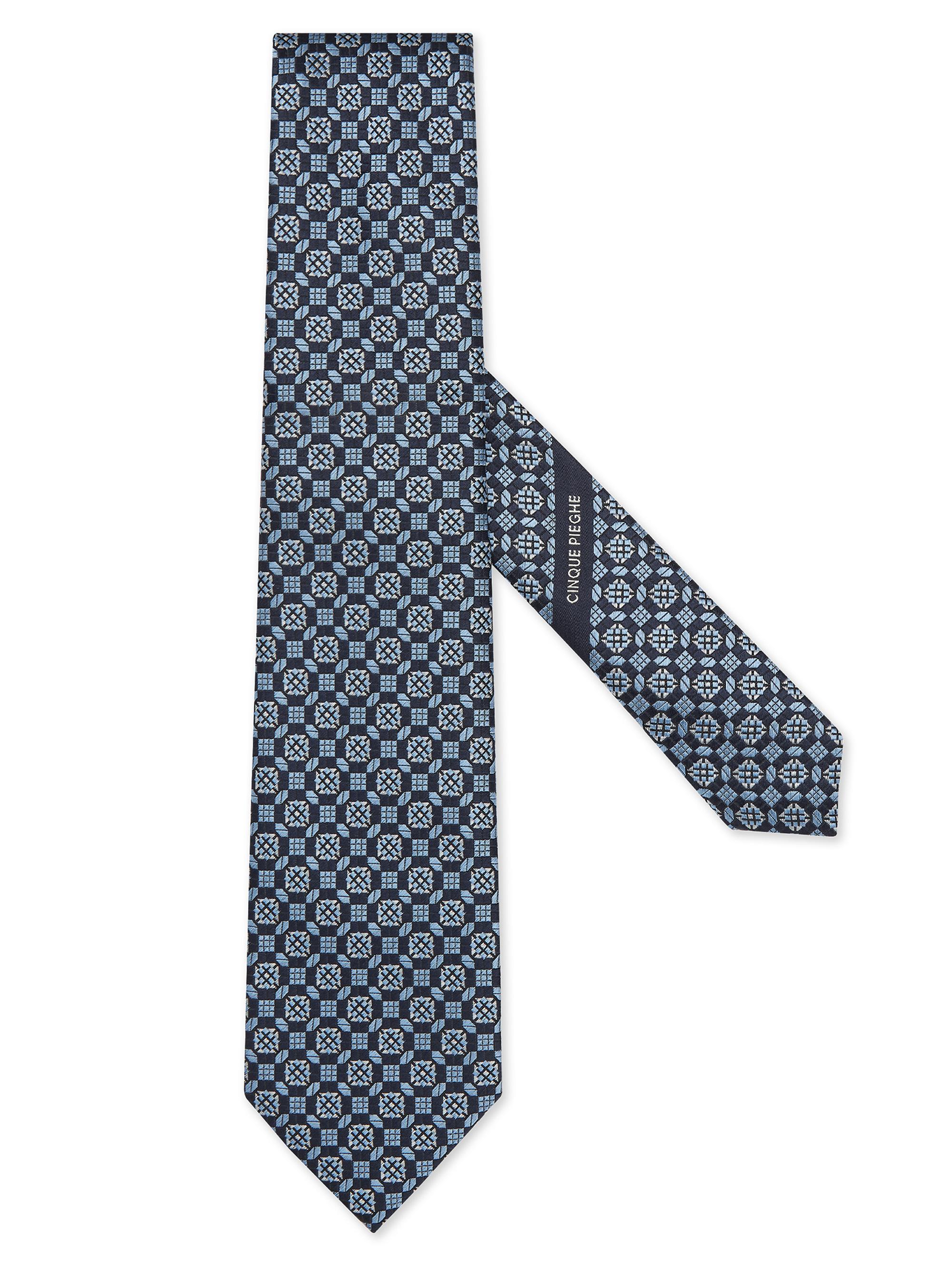 ZEGNA Men's Cinque Pieghe Silk Tie - Light Blue