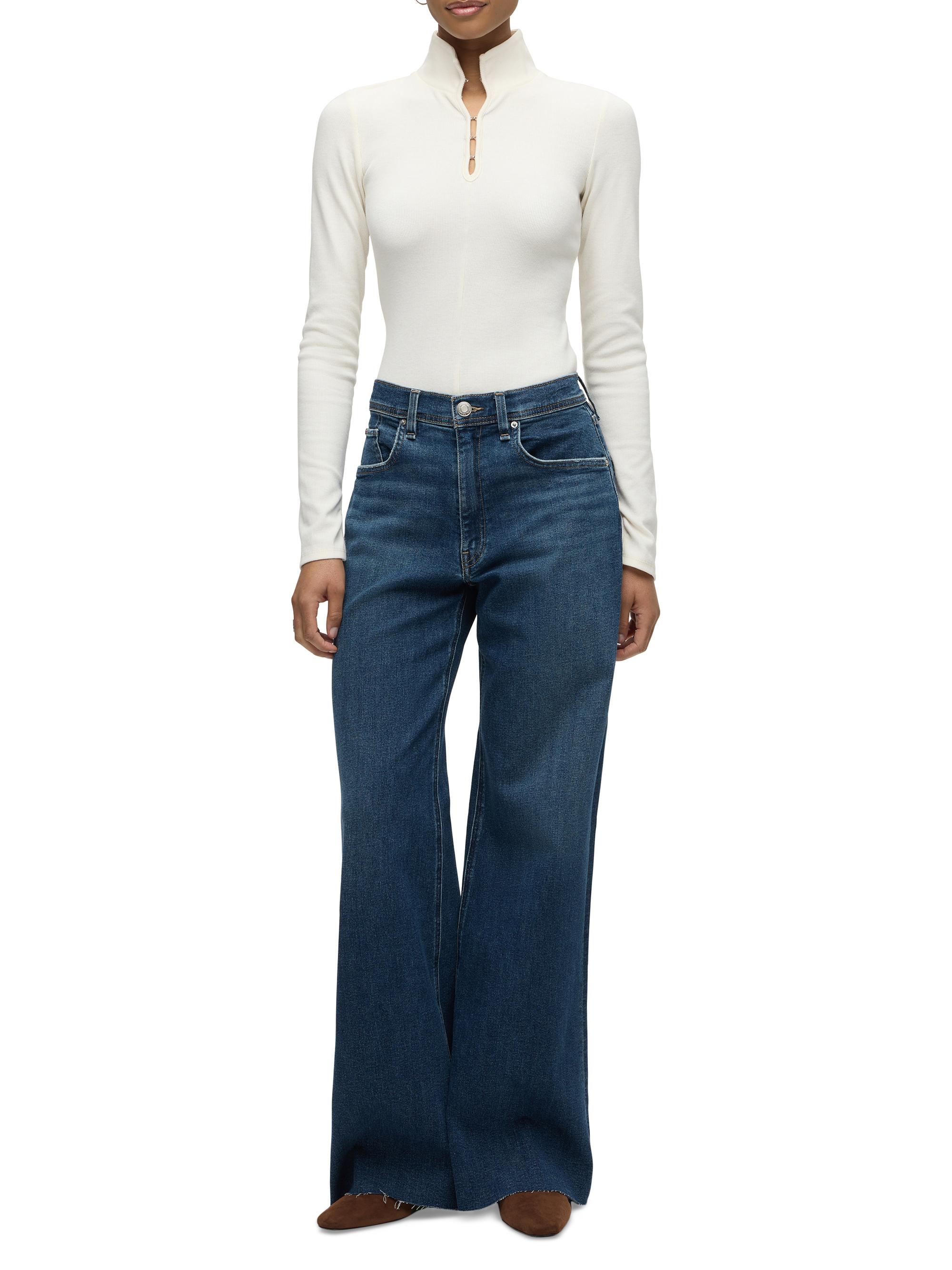 Hudson Jeans Women's Cotton-Blend Long-Sleeve Bodysuit - Ecru