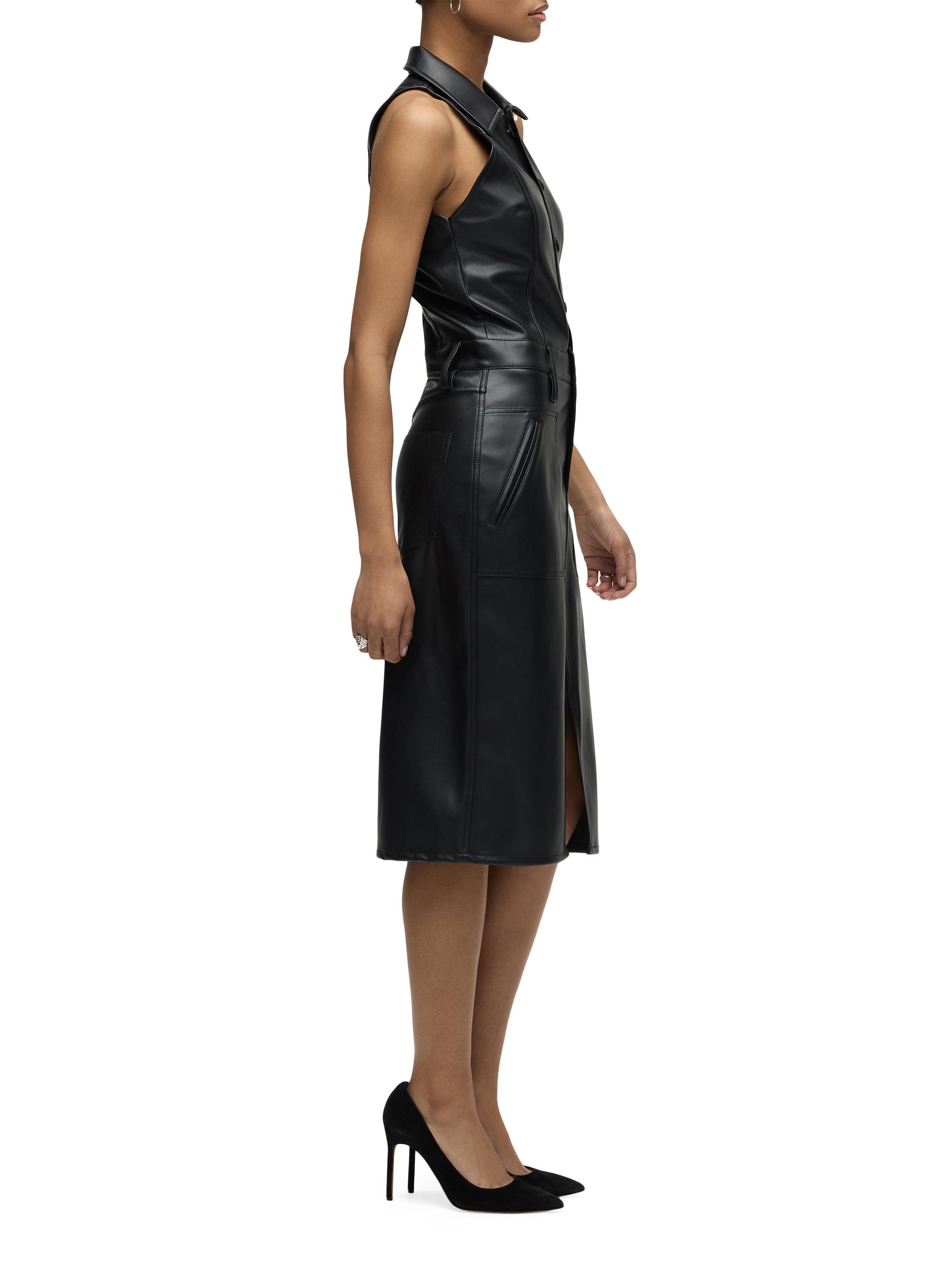 knee length dresses for ladies Ella Utility Vegan Leather Mini Dress  CIEBON