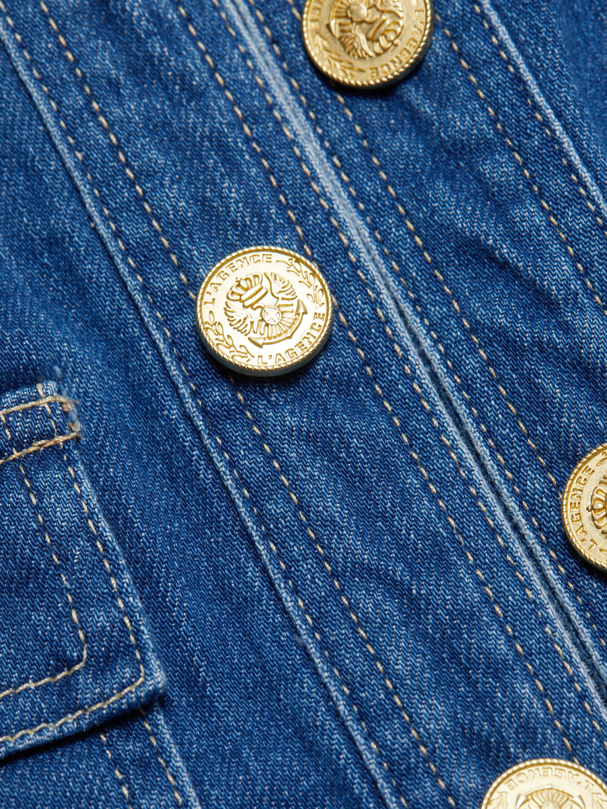 L'AGENCE Yari Collarless Denim Jacket | Saks Fifth Avenue