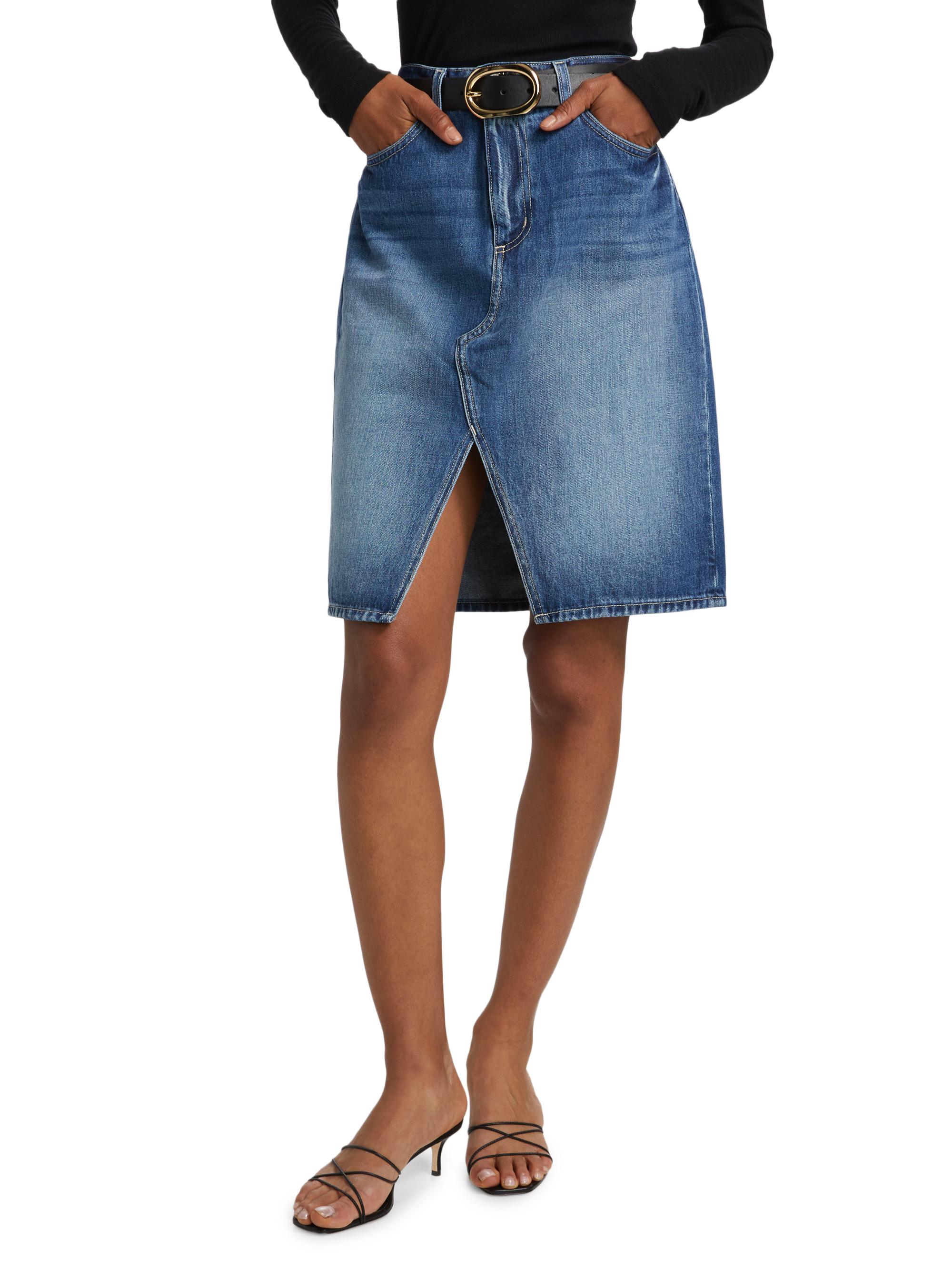 L'AGENCE Tylee Denim Knee-Length Skirt | Saks Fifth Avenue
