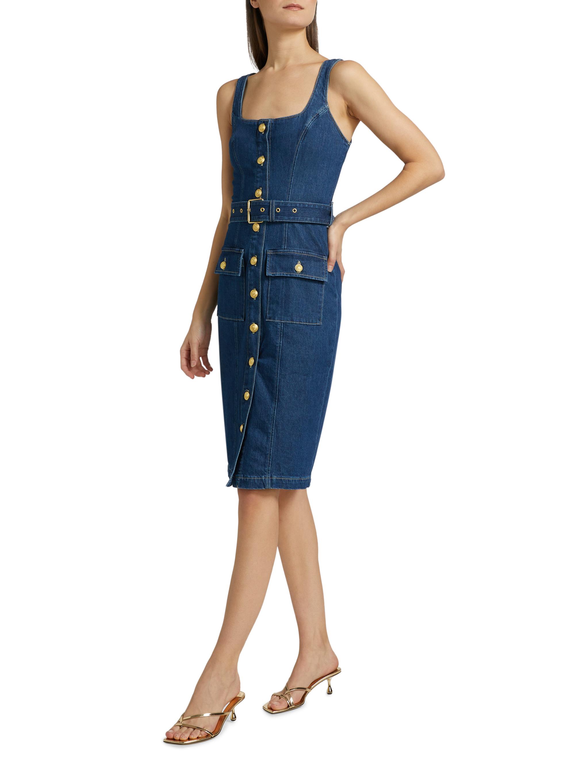 white christmas dresses Adrienne Denim Button Up Short Dress
