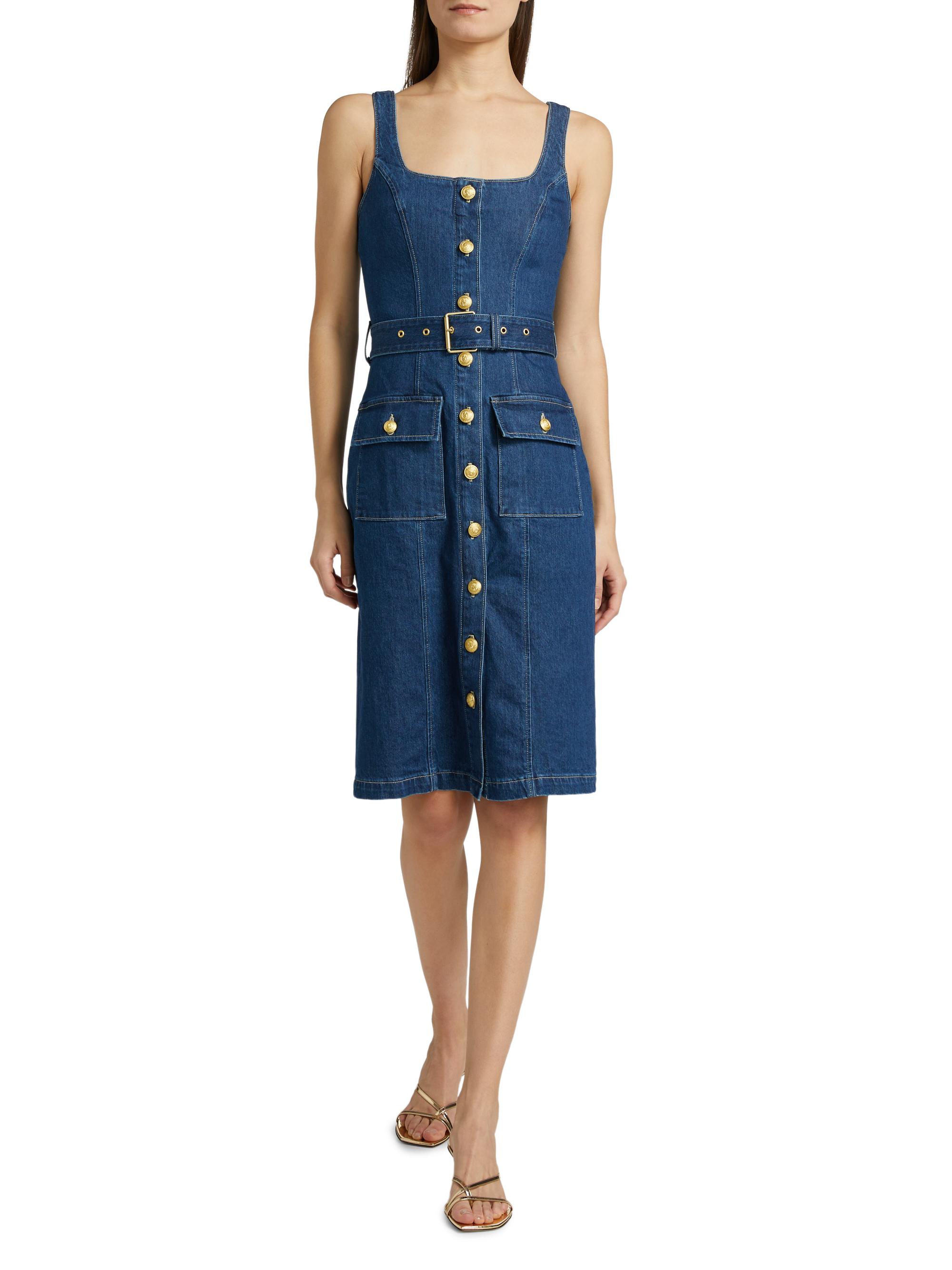 L'AGENCE Idy Denim Button-Front Midi-Dress | Saks Fifth Avenue