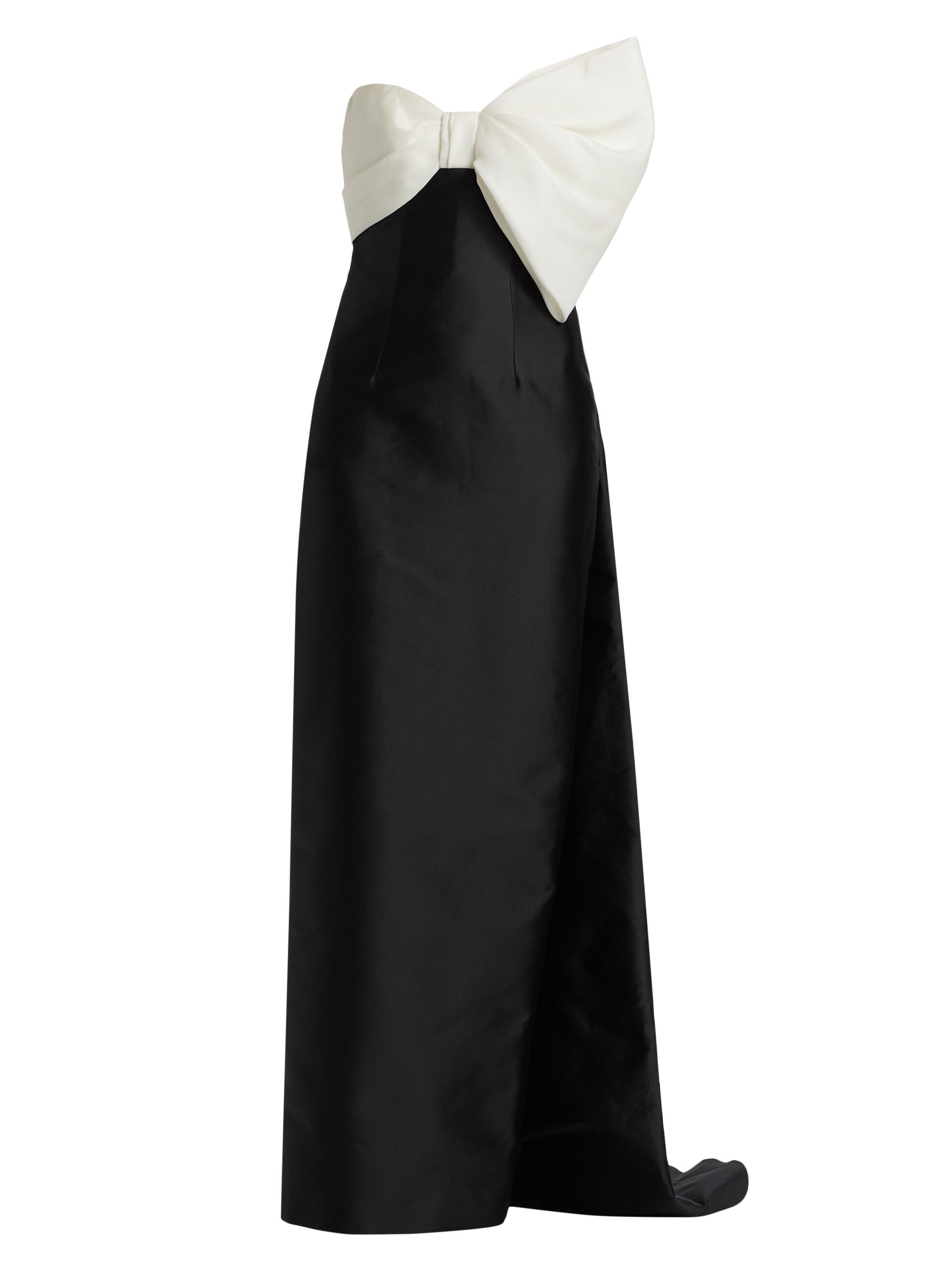 Monique Lhuillier Women's Asymmetric Draped Bow Gown - Noir Silk White
