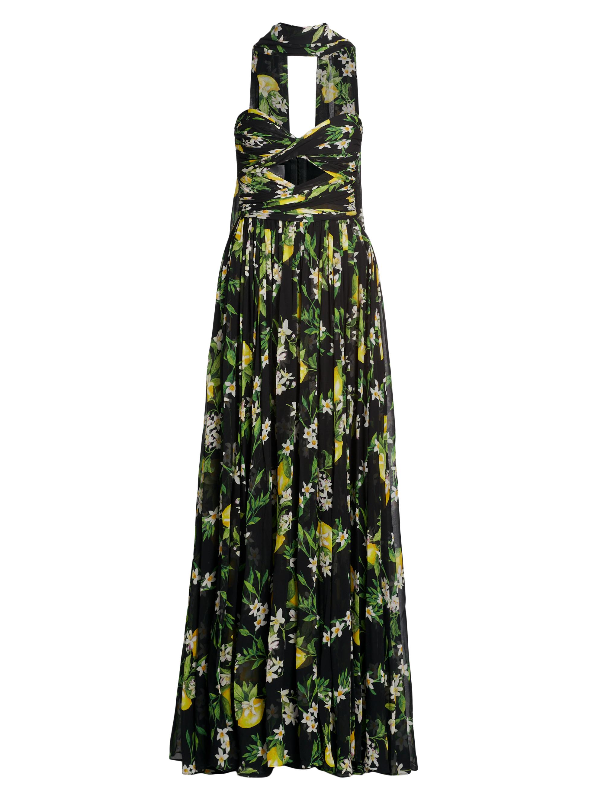 Monique Lhuillier Women's Floral Strapless Scarf Gown - Noir Multi