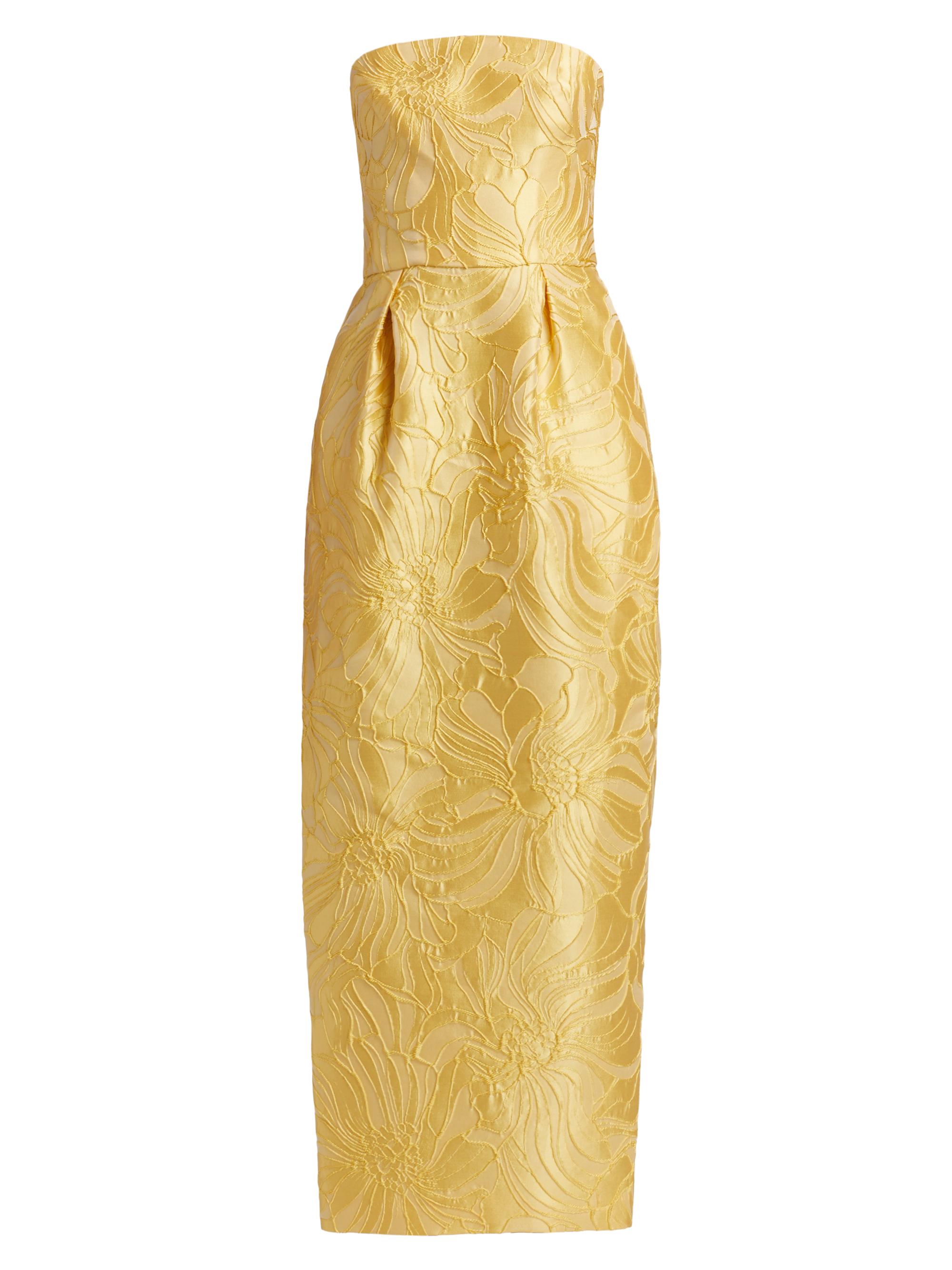 Monique Lhuillier Women's Jacquard Strapless Cocktail Dress - Lemon Drop